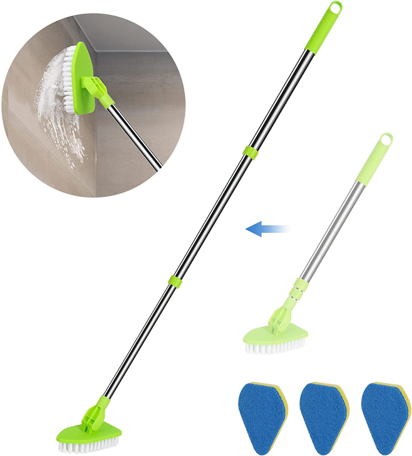 Shower Cleaning Brush 37” Shower Scrubber Tile Tub Scrubber with Long Handle