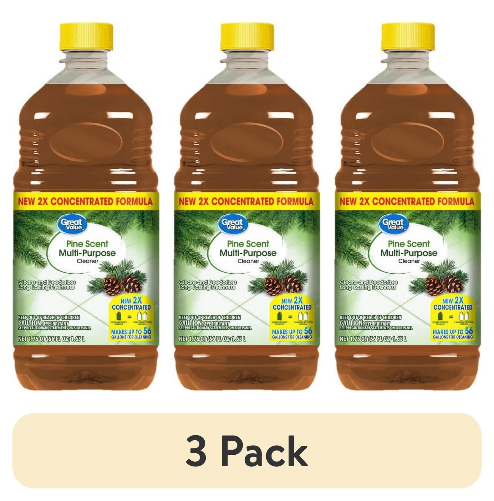 (3 pack) Great Value Multi-Purpose Cleaner, Pine Scent, 56 fl oz
