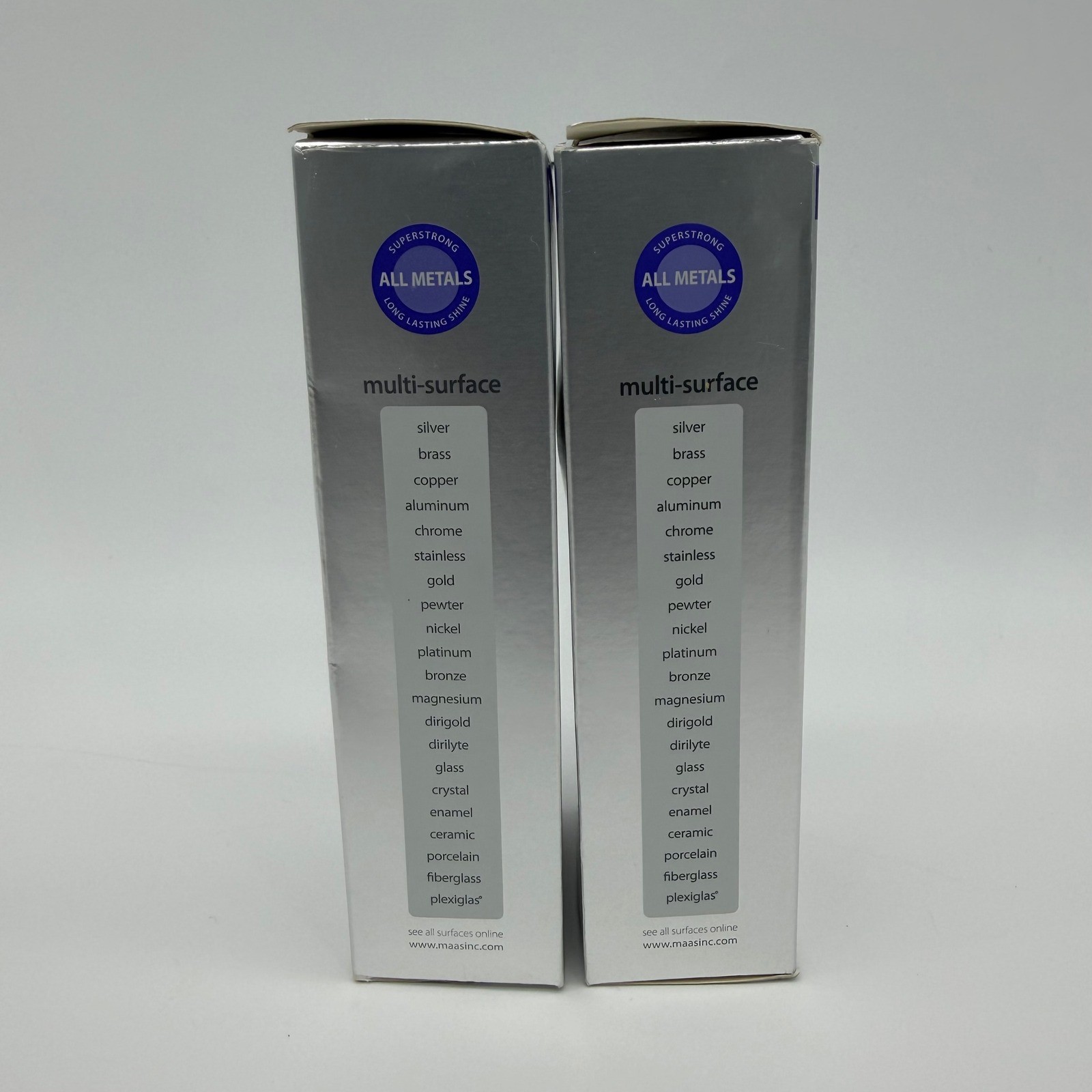 (Lot of 2) Maas Metal Polish 4oz French Lavender All Metals w/ Cloth USA Made