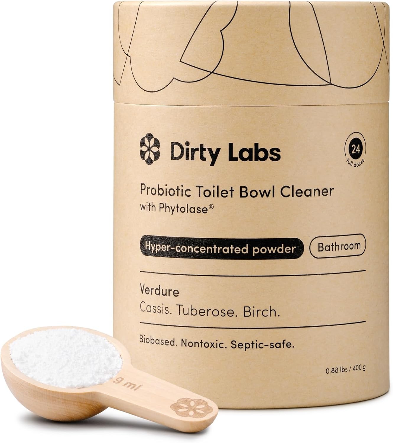 Dirty Labs Toilet Bowl Cleaner 24 Doses Bio Enzyme Septic Safe Powder