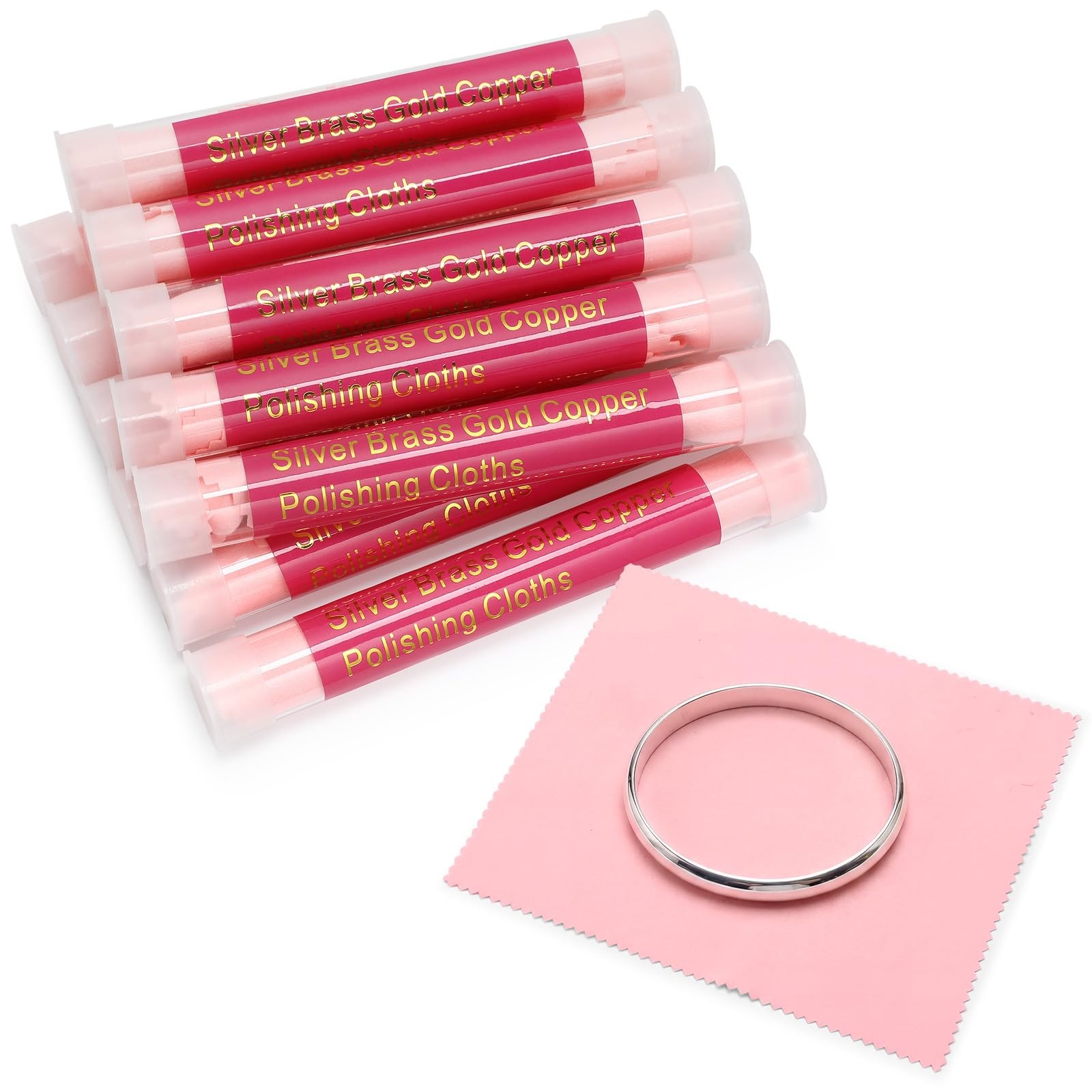 12 Pcs Jewelry Cleanning Cloth with Tube 7 x 6 Inch Silver Polishing Cloth Br…