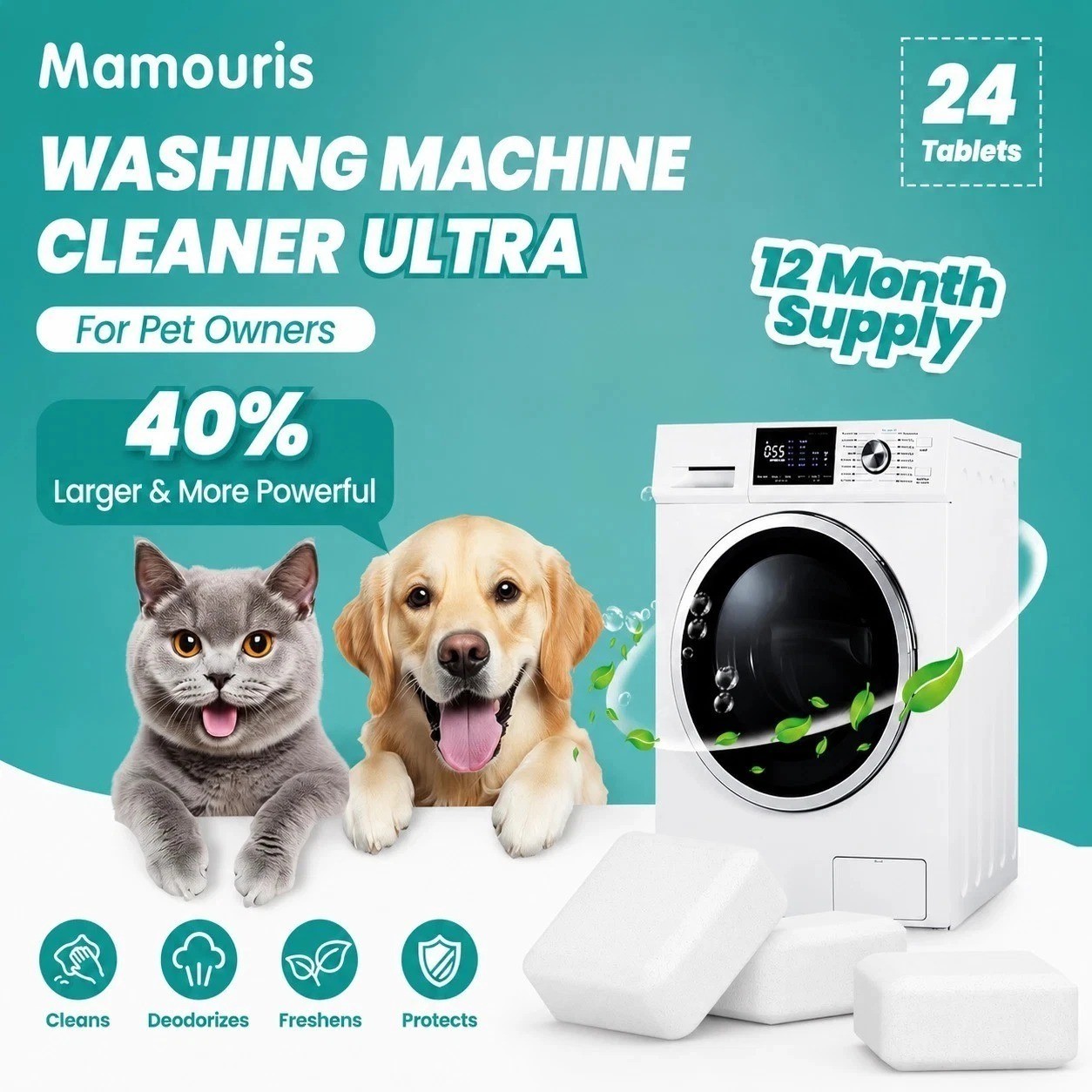 Uproot Clean Washing Machine Cleaner Tablets – 24 Pack for a 12 Month Supply. Fo