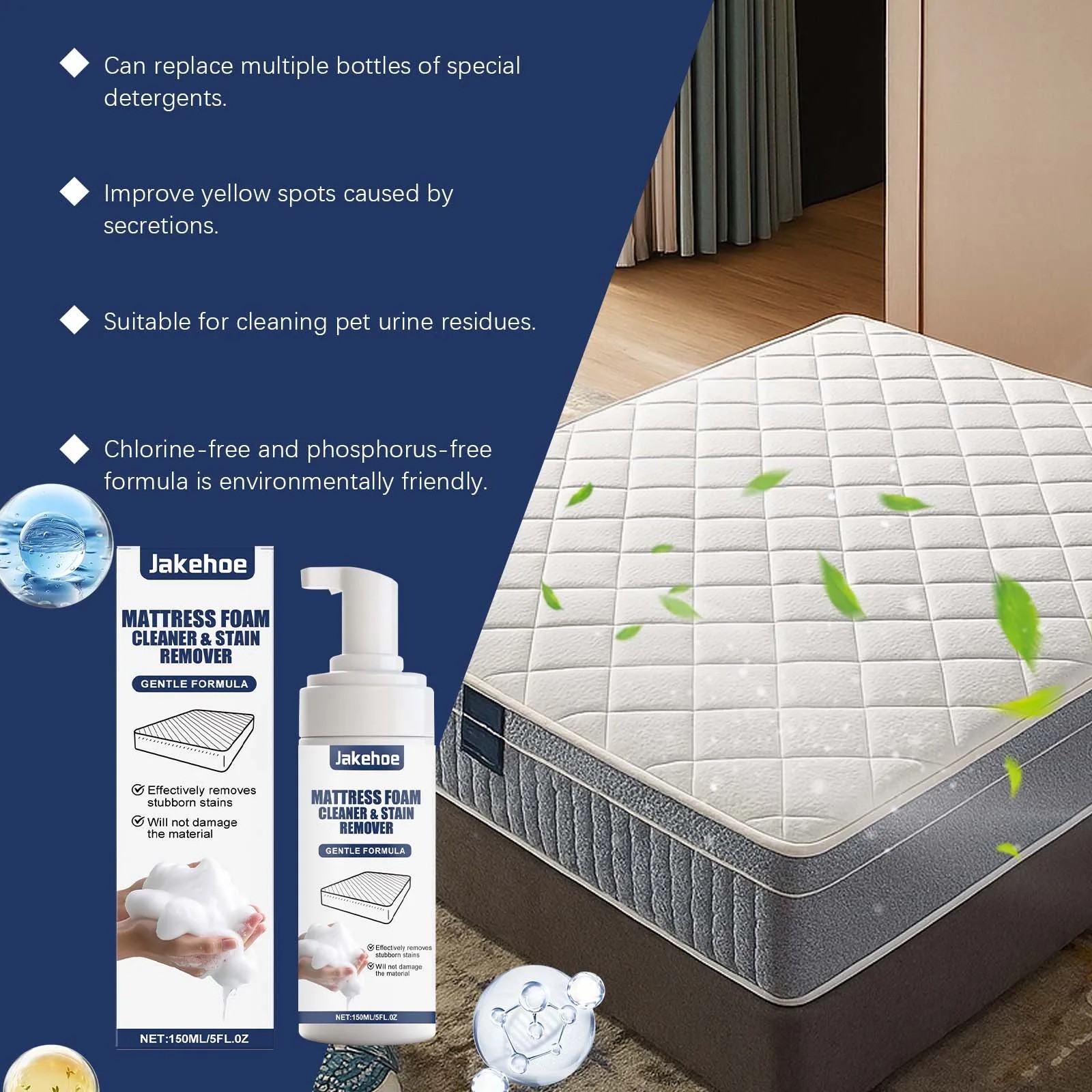 Professional Mattress Cleaner 150ml Fabric Care Removes Yellow Stains & Odor