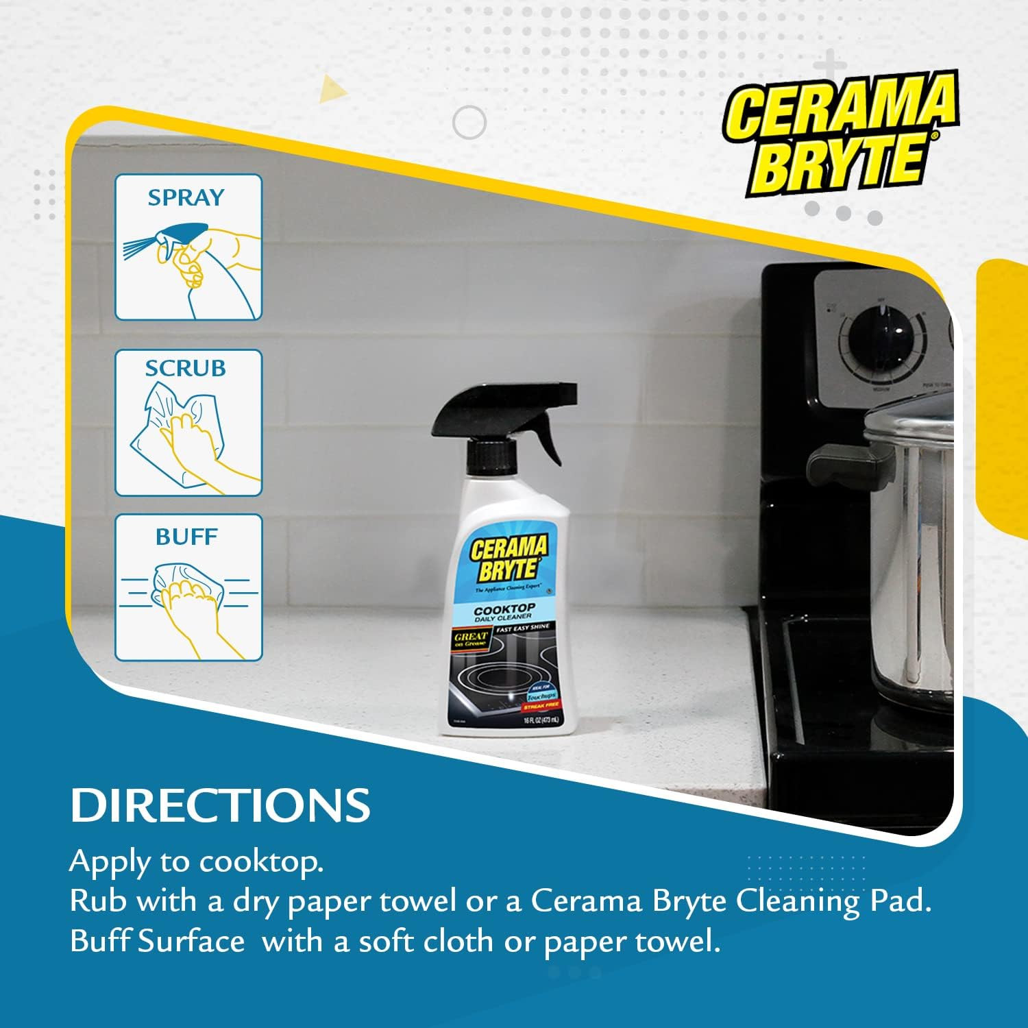 Heavy-Duty + Daily Spray Stove Top and Cooktop Cleaner Combo Kit for Glass and C