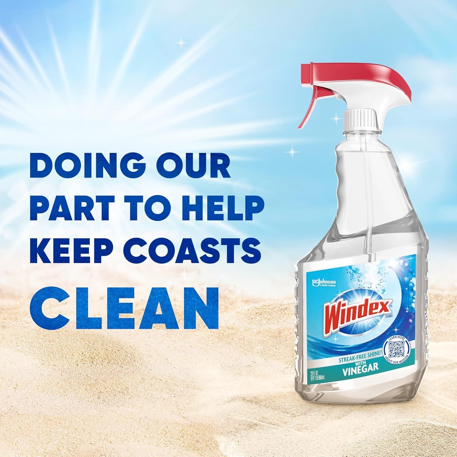 Windex with Vinegar Glass Cleaner Spray Bottle, 23 fl oz.