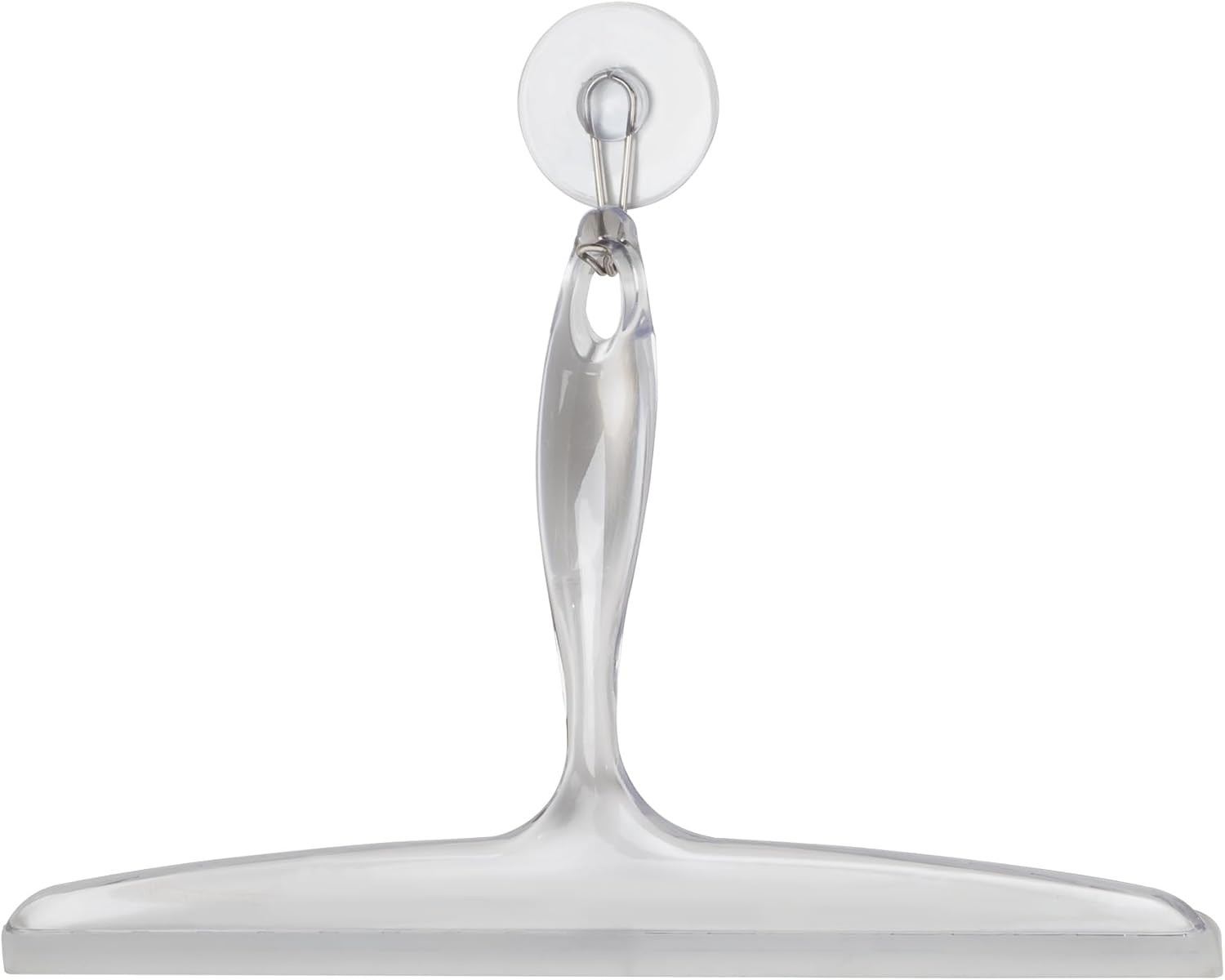 Plastic Bath Squeegee for Glass with Suction Hook Holder – 12″, Clear