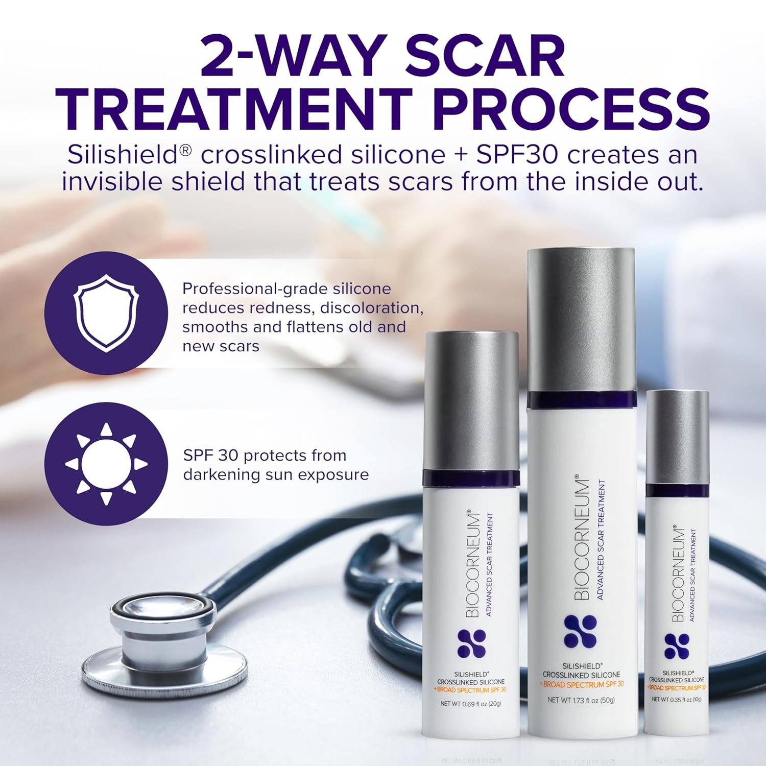 Advanced Scar Treatment with Silishield? & SPF 30 10g ?C Made in the USA, Fast-