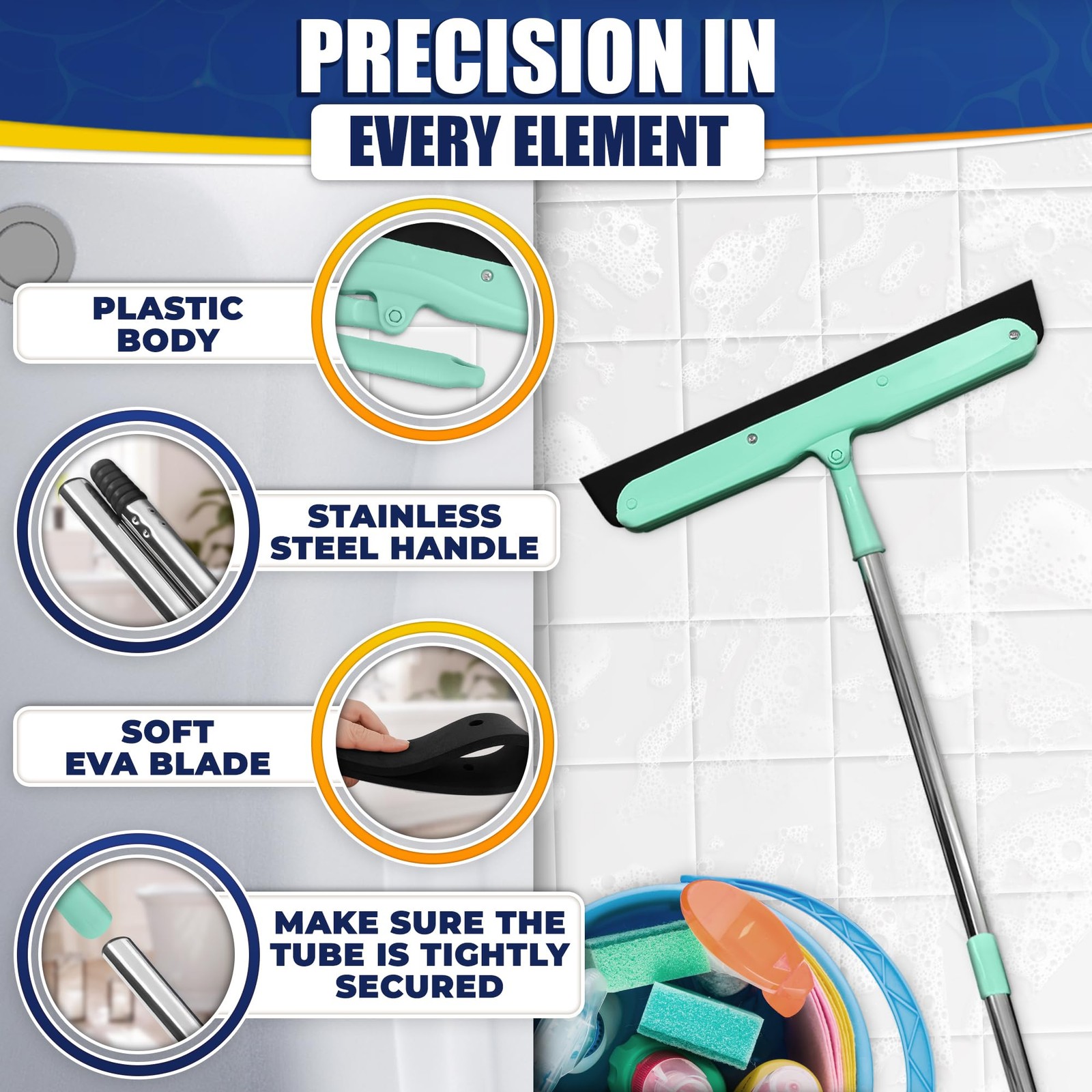 Floor Squeegee – 34.5″ Telescoping Squeegee for Window Cleaning with Durable …