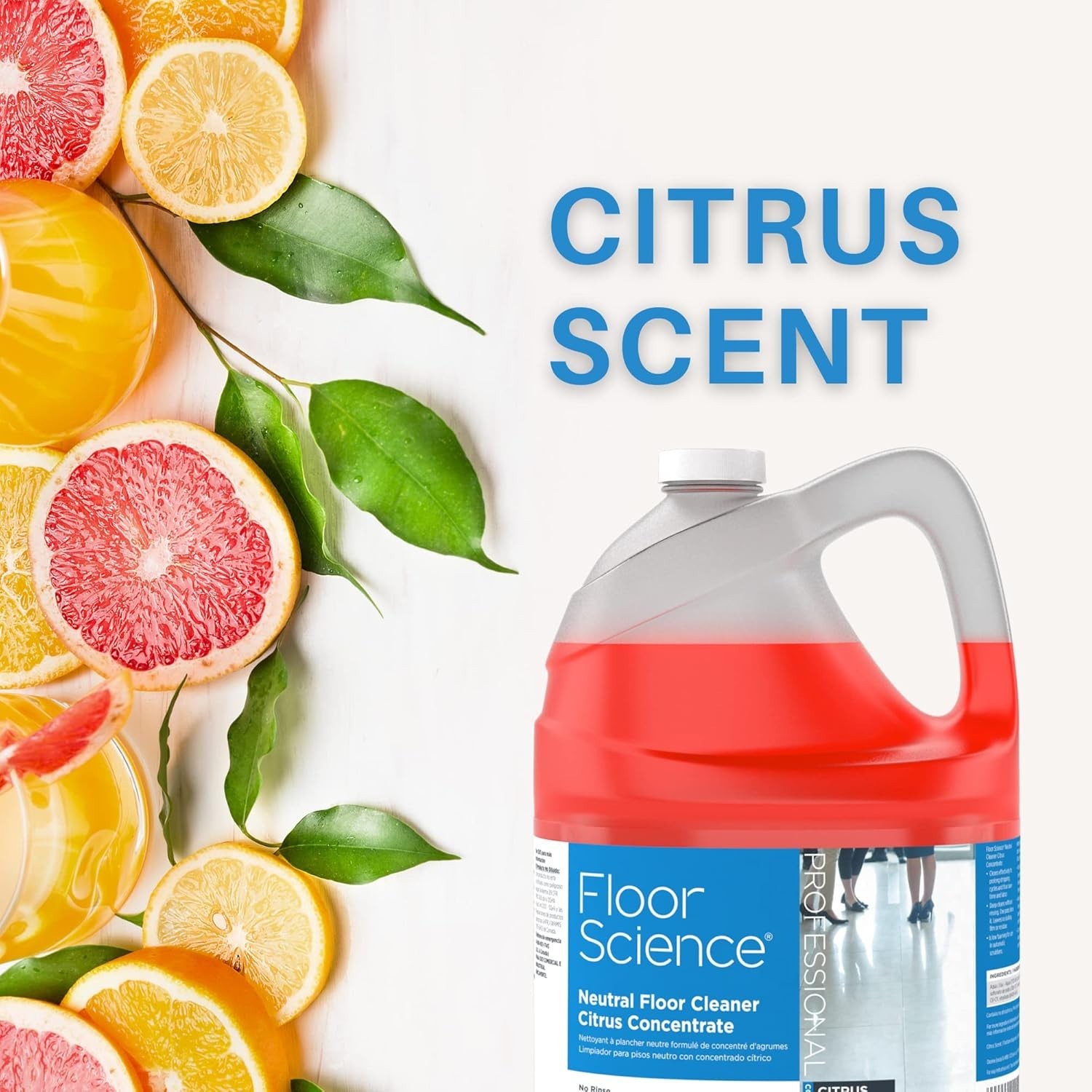 Professional Neutral Floor Cleaner Concentrate – 1 Gallon, 4 Pack, Citrus Scent