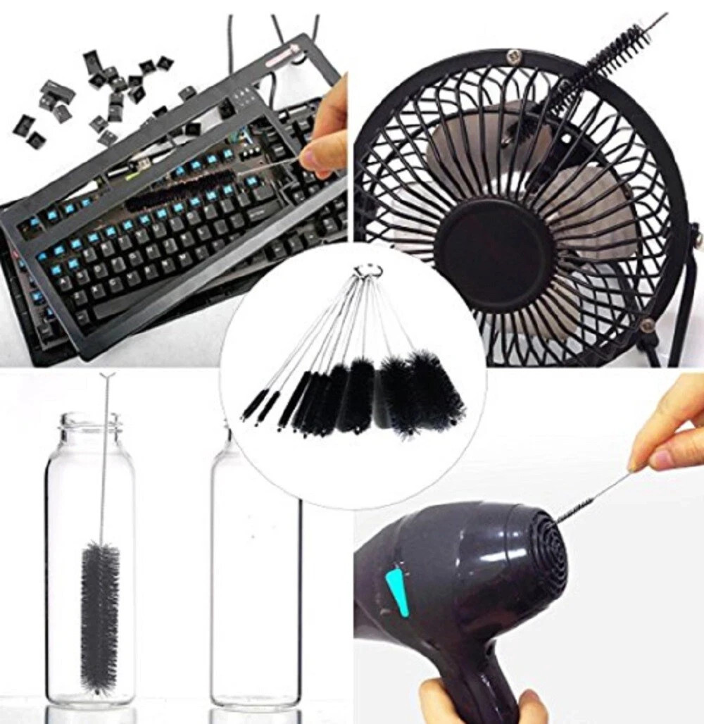 10-Pack Nylon Straw Cleaning Brushes–Stainless Steel Wire Drink Pipe Cleaner Kit