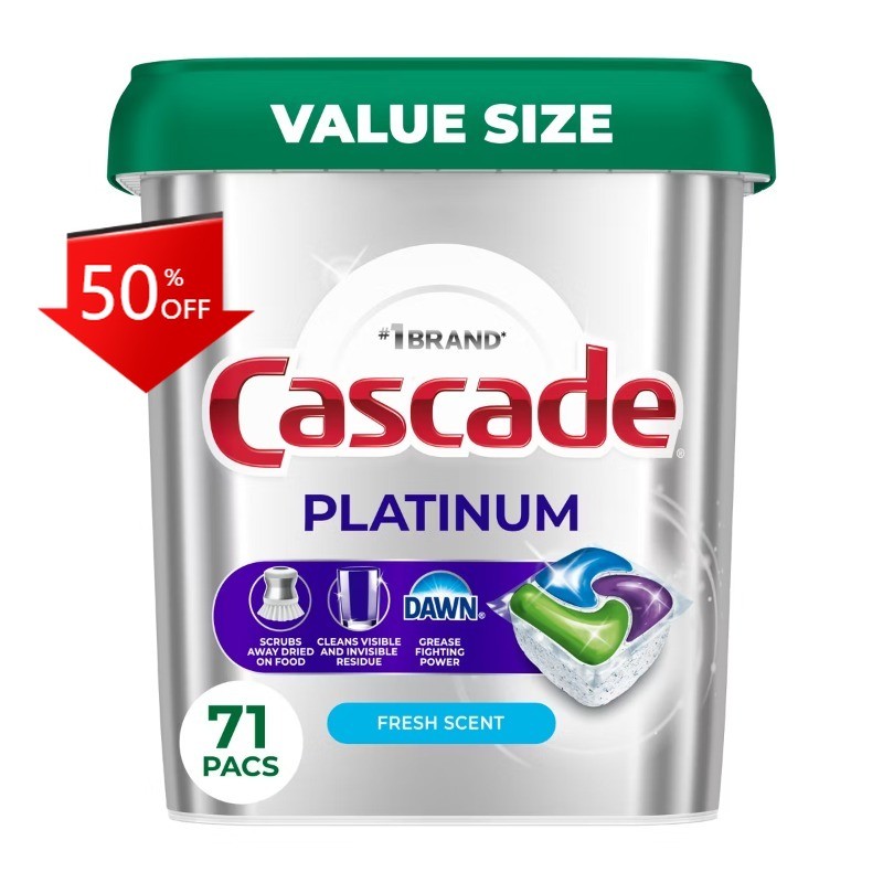 Cascade Platinum Pods Dishwasher Detergent – Fresh – 71ct