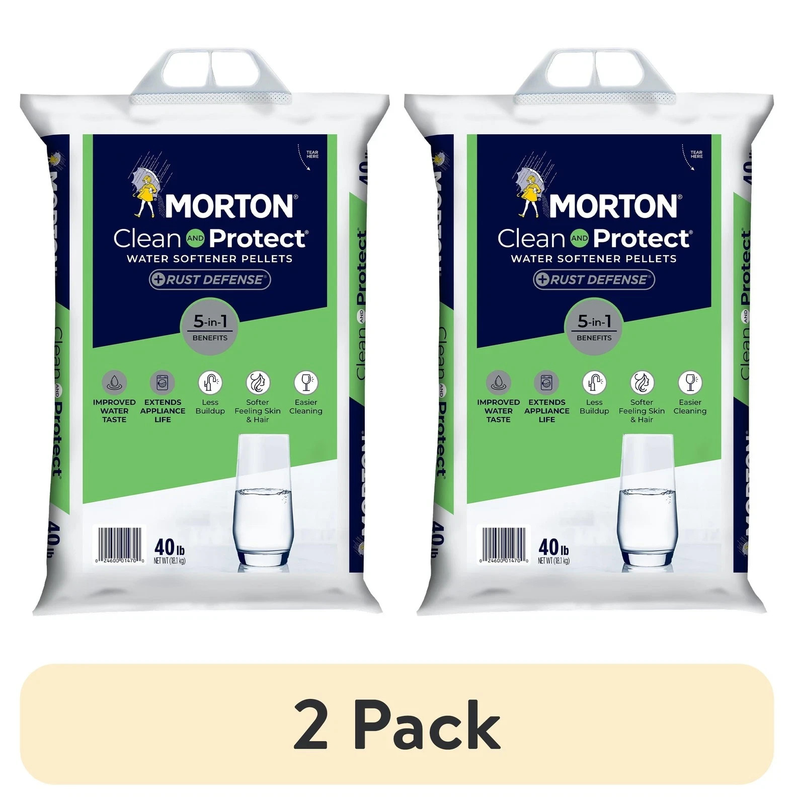 (2 pack) Clean and Protect Plus Rust Defense Water Softener Salt Pellets, 40 lb
