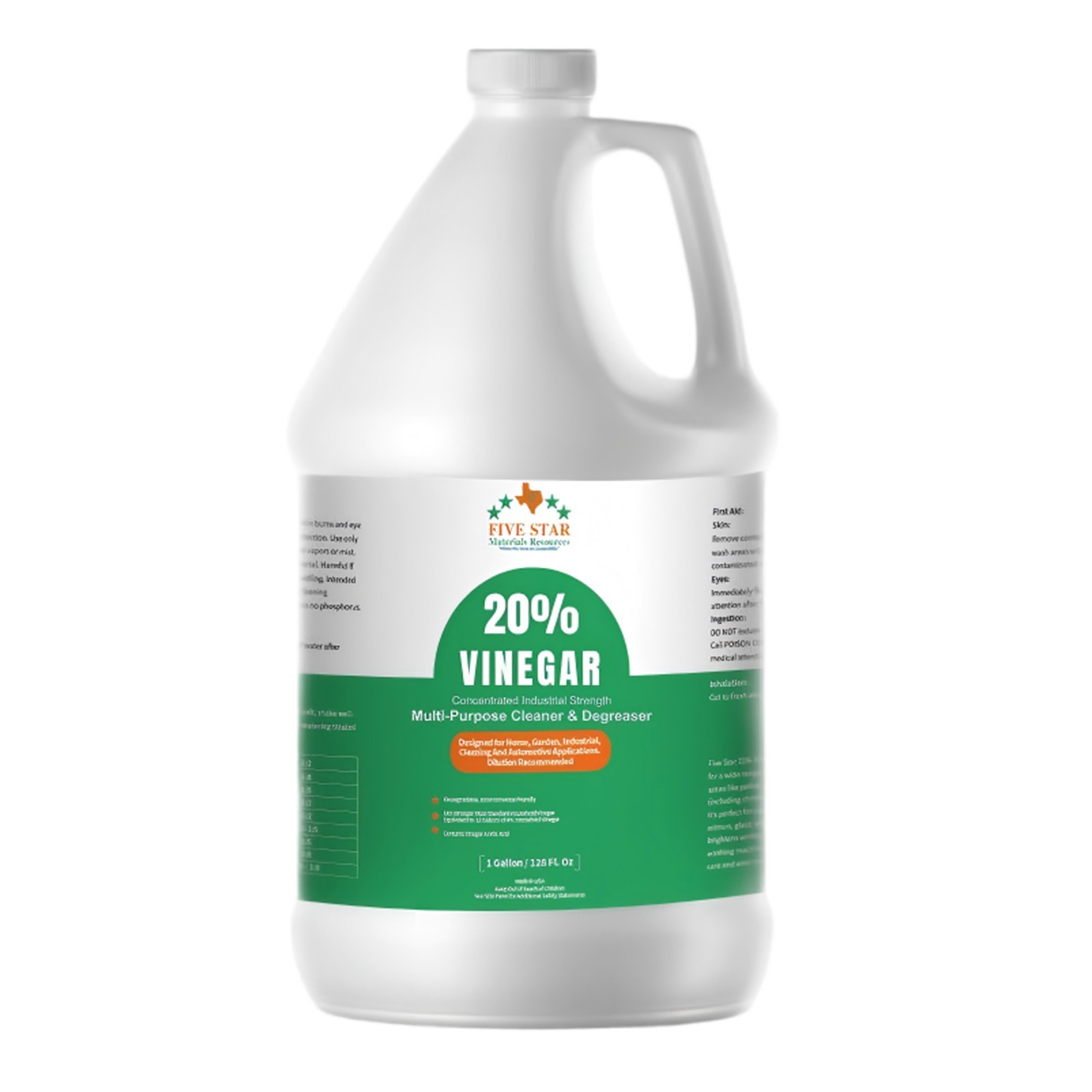 20% Concentrated Vinegar 1 Gallon Pure White Vinegar 5X Max Power Cleaning