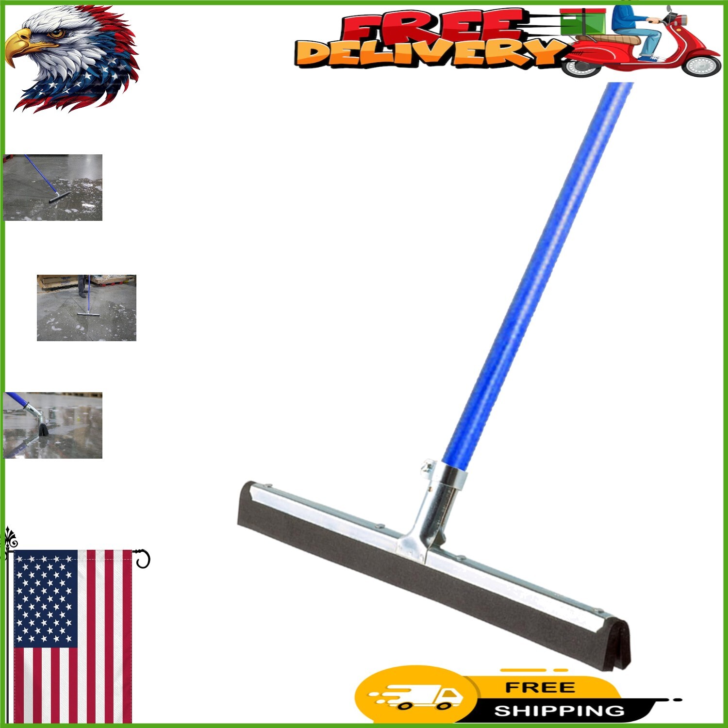 18-Inch Wipe & Dry Squeegee with Durable Alloy Steel Handle – Versatile Cleaner