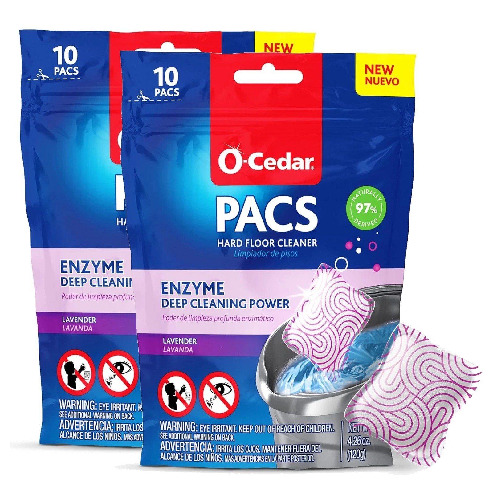 20 Pack O-Cedar PACS Hard Floor Cleaner Lavender Packets For All Hard Floors
