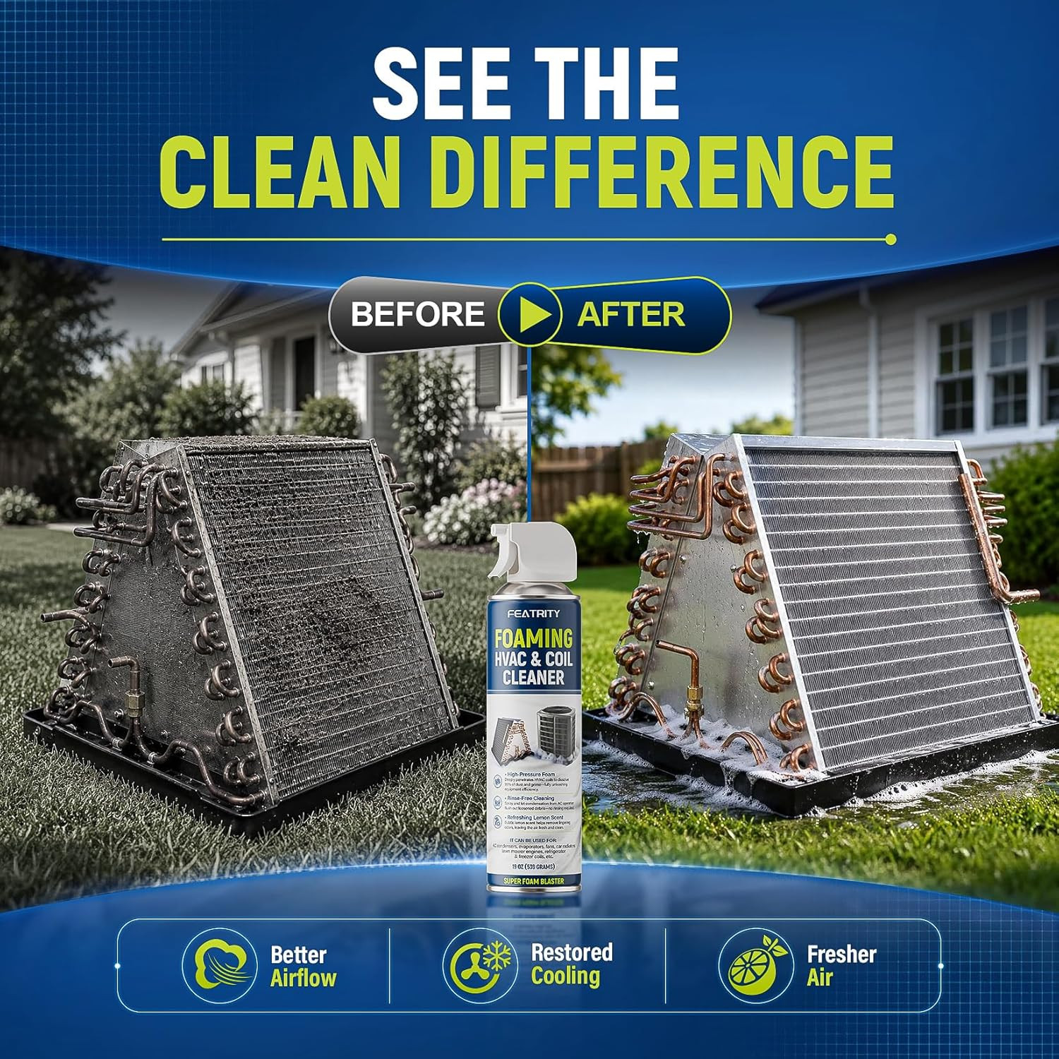 Foaming AC Coil Cleaner: No-Rinse Deep Cleaning Spray for Evaporator and Condens