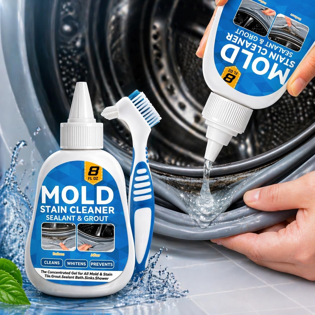 Stain Cleaner, 8 Floz Washing hine Cleaner l with Brush,