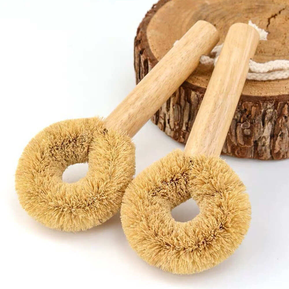 1PC Pan Brushes with Wood Handle Natural Pot Brushes Practical Wooden Dish Brush