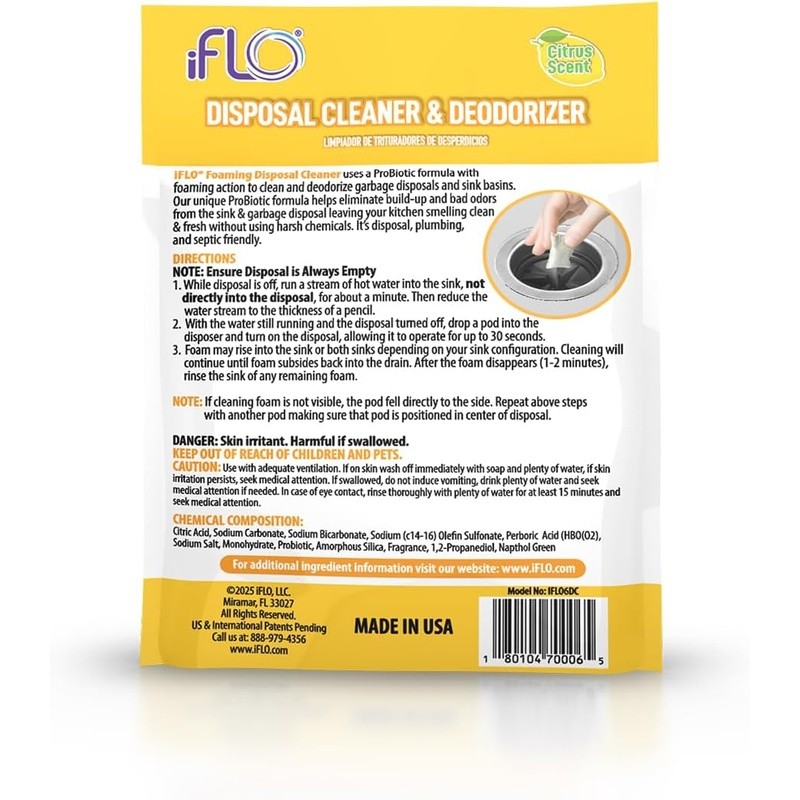 Garbage Disposal Cleaner Pods Foaming Action Citrus Odor Removal Kitchen Care US