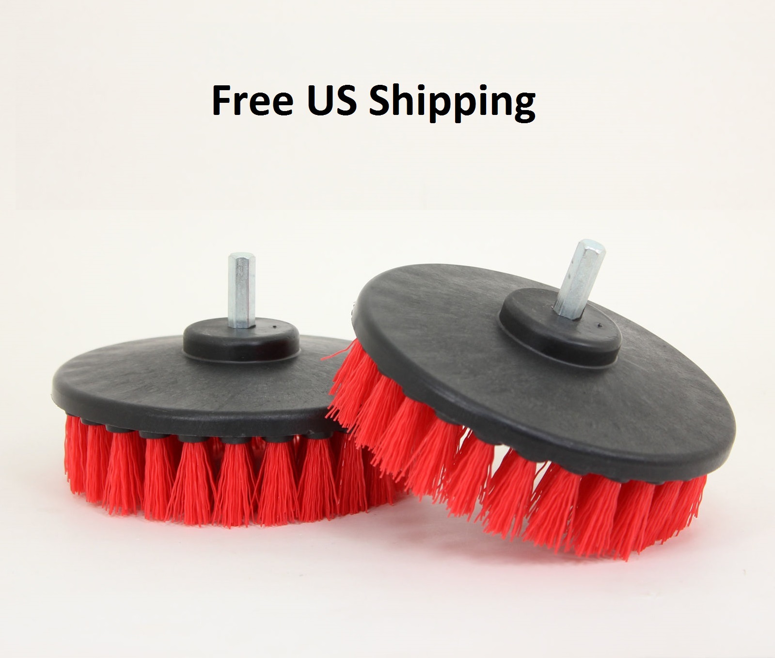 2 Pcs drill brush for Car care Carpet Wall and Tile cleaning HEAVY DUTY (RED)