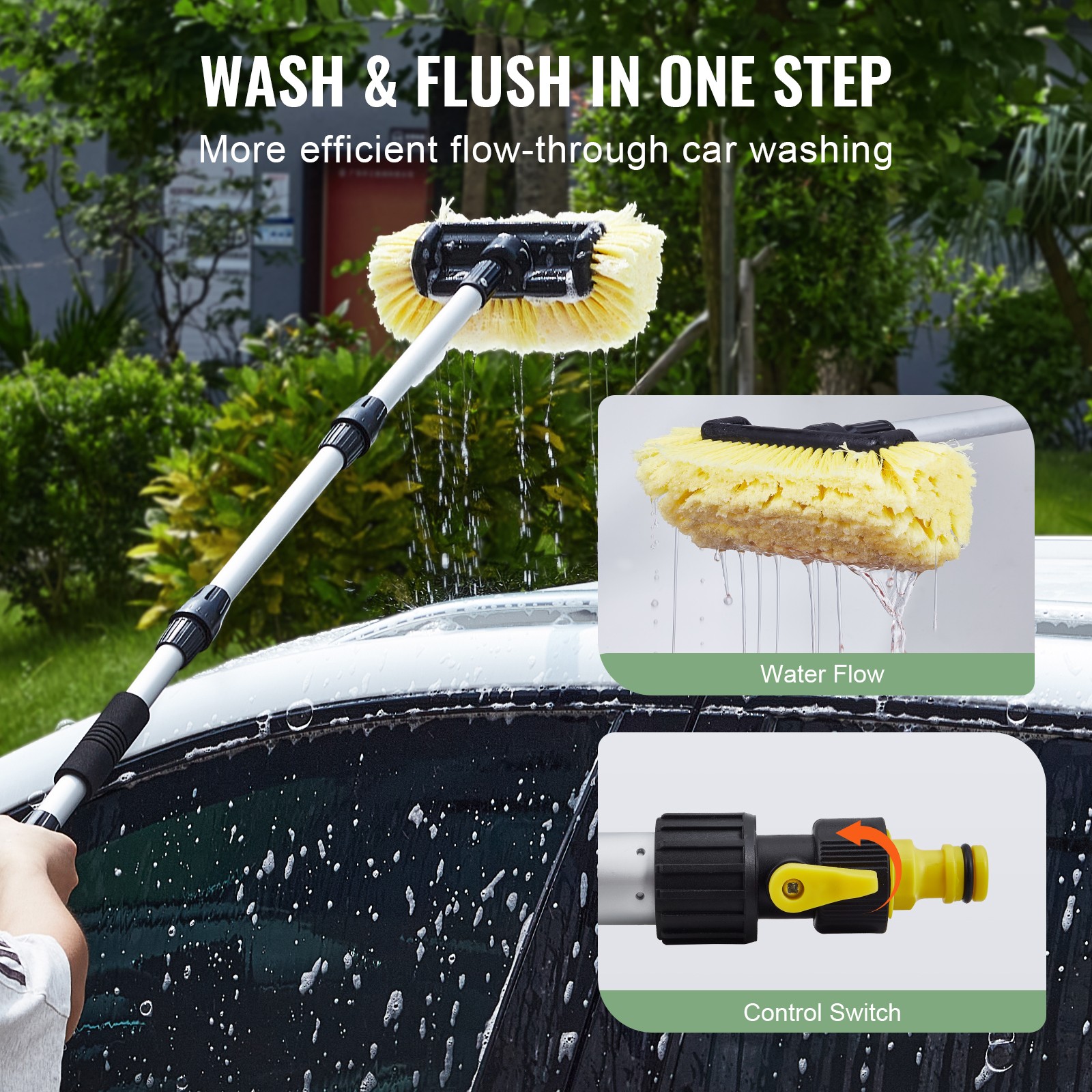 Extendable Car Wash Brush 66.7In Super Soft Bristle Telescoping Handle SUV RV