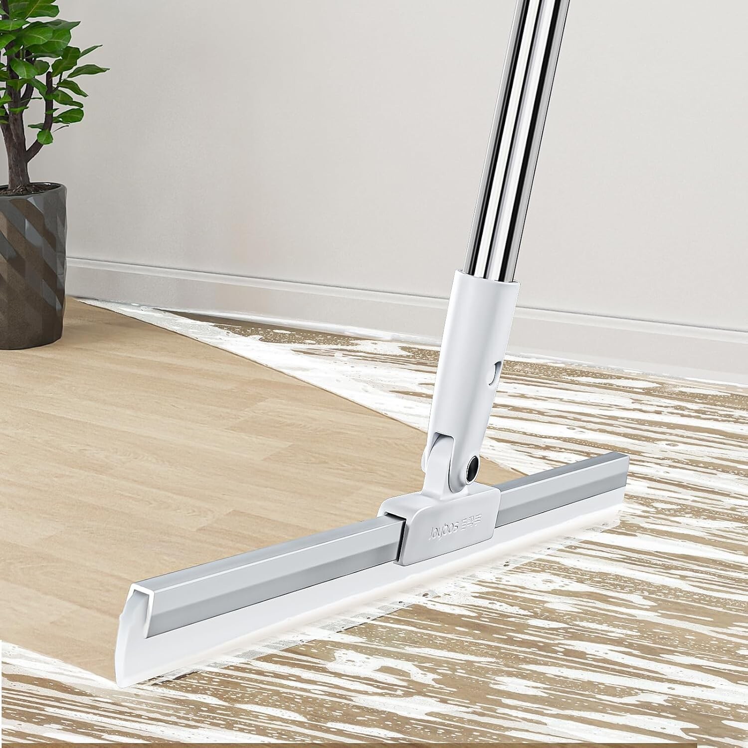 Multi-Purpose Floor Squeegee with 62″ Long Handle, 16″ Large Rubber Blade Squeeg