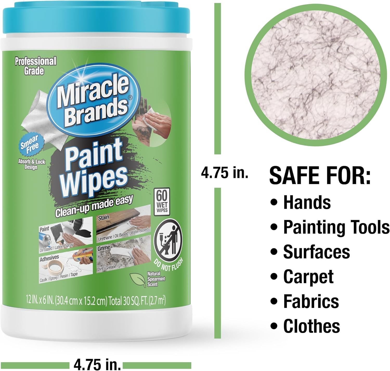 Miraclewipes: Heavy-Duty Paint & Surface Cleanup Wipes (60 Count)