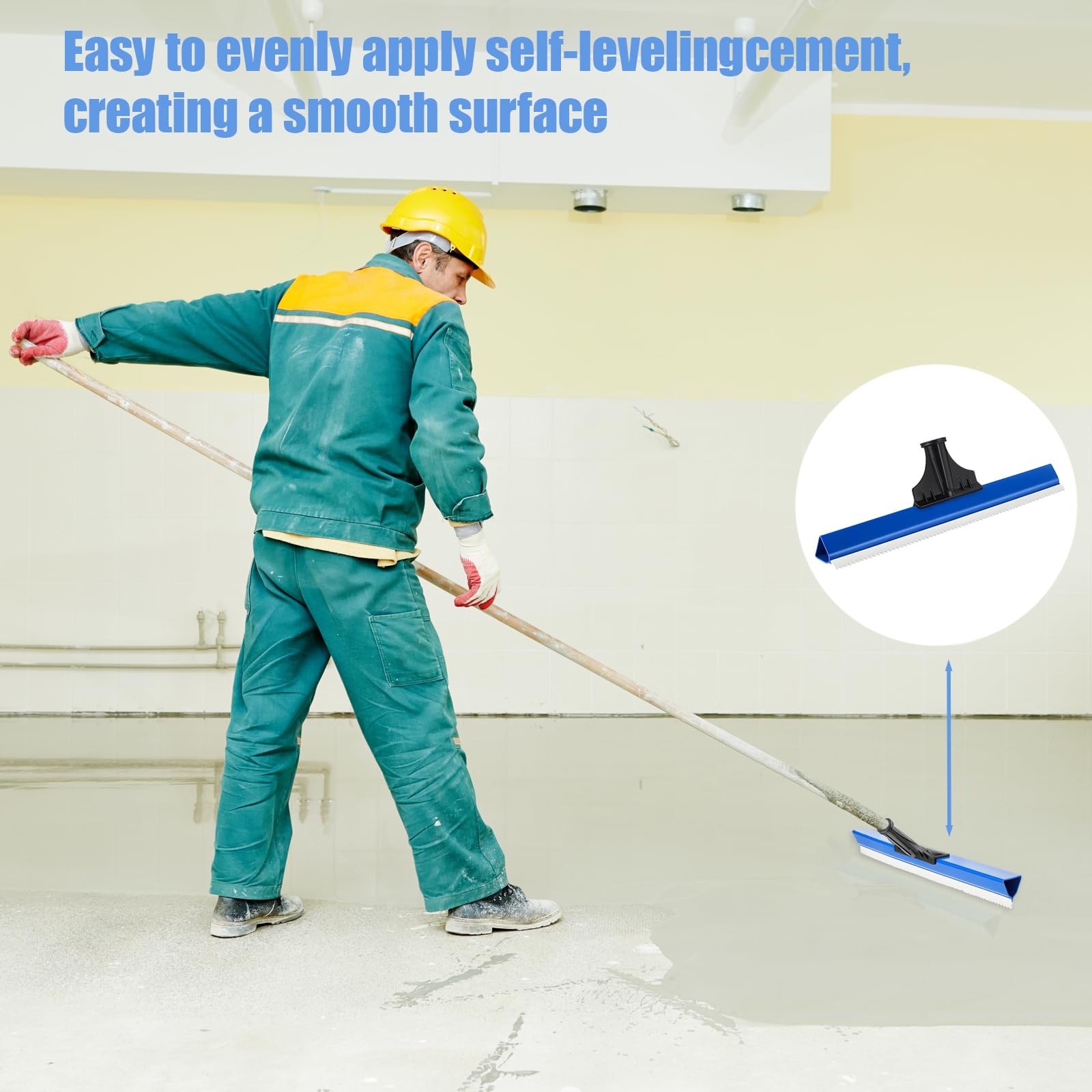 1 Pack 16 Inches Epoxy Floor Squeegees Notched Squeegee for Self Leveling Cement