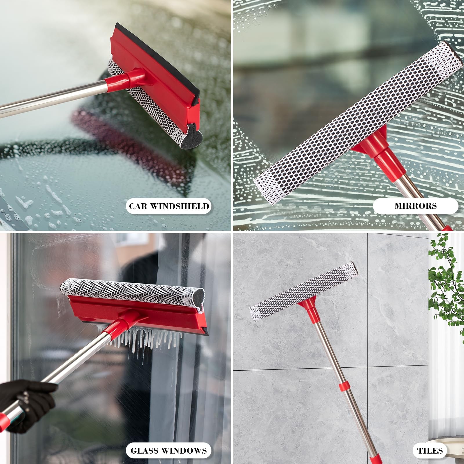 Professional Standard Window Squeegee,2in1 Window Cleaner Sponge and Soft Rub…