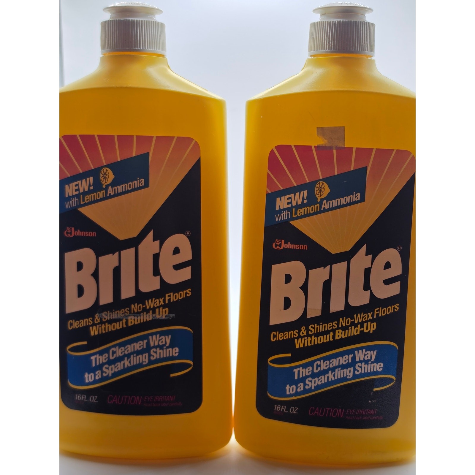 2 Bottles NOS 90’s Brite Floor Cleaner 16 oz SC Johnson For No Wax Floors