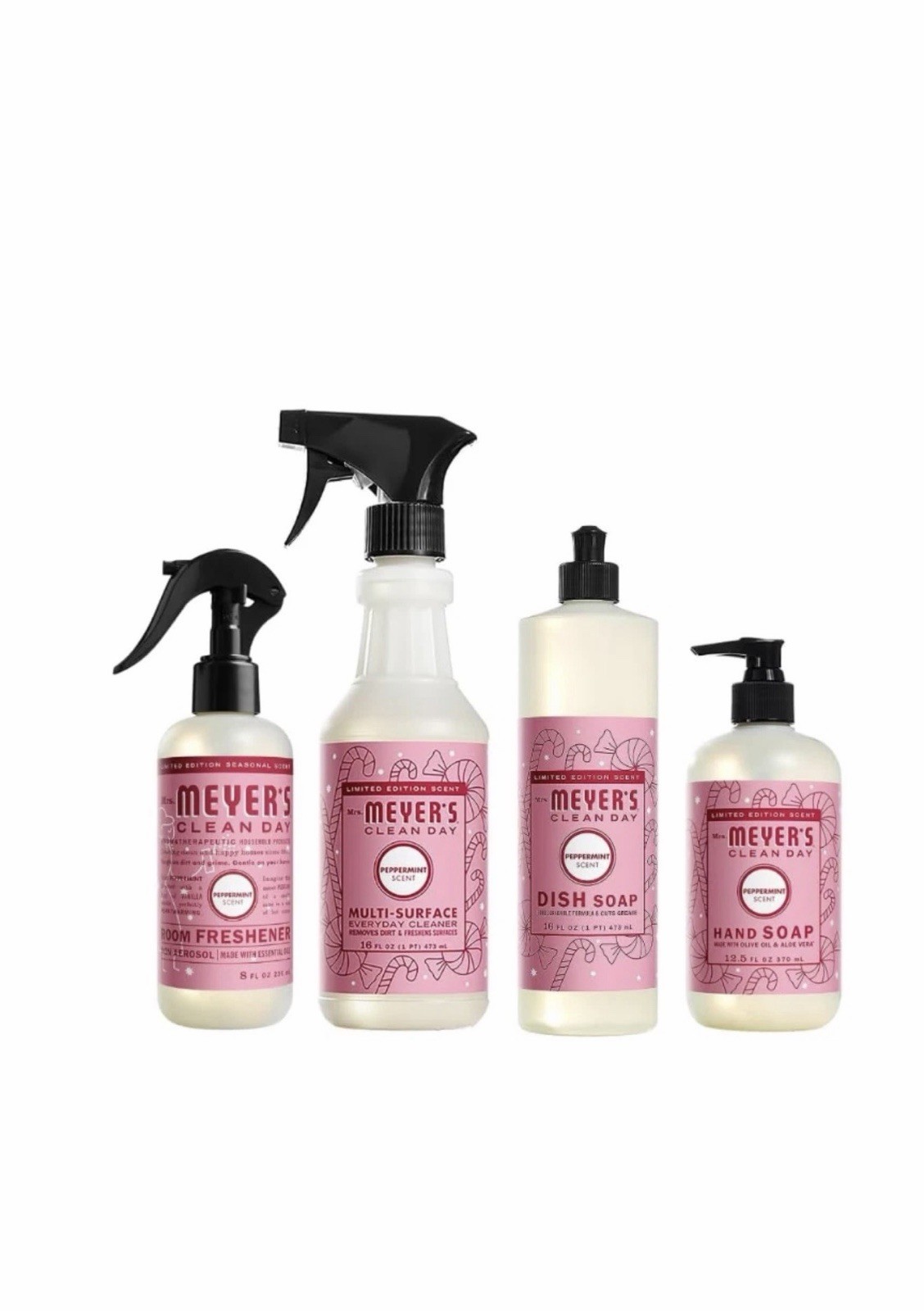 Mrs. MEYER’S CLEAN DAY 4 Pack Variety Pack, Peppermint Soap and Cleaner