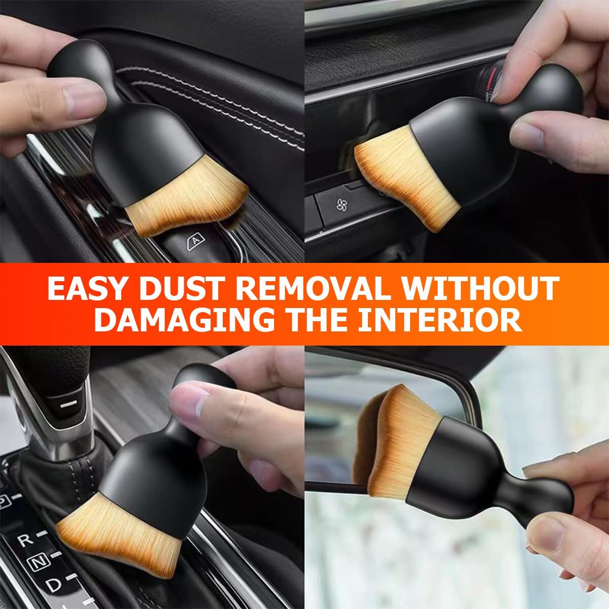 Car Interior Detailing Brush Auto Soft Hair Cleaning Brushes Curved Dirt Dust Co
