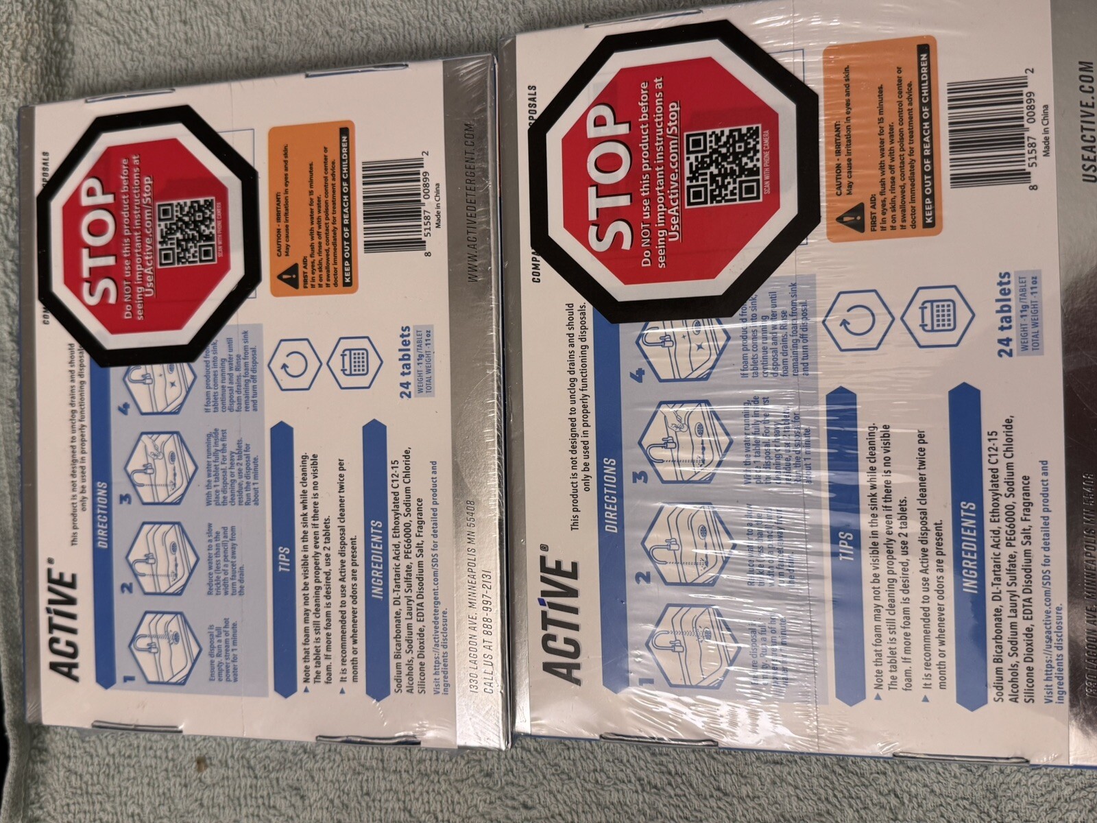 2x Active Garbage Disposal Cleaner Deodorizer Tablets 24 Tablets Ea Citrus Scent