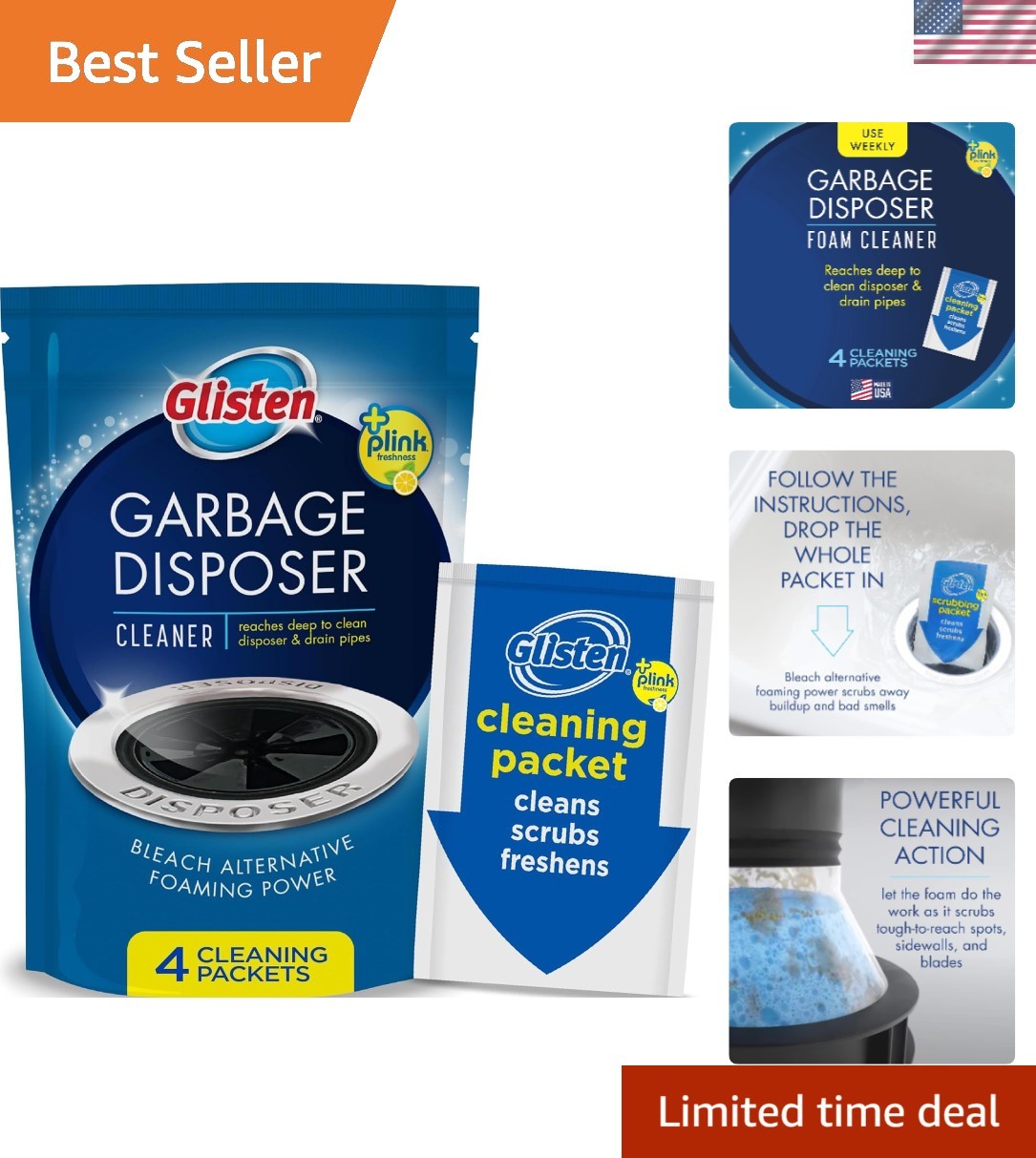 Lemon-Scented Odor Eliminator for Sinks – Fast-Acting Garbage Disposal Cleaner