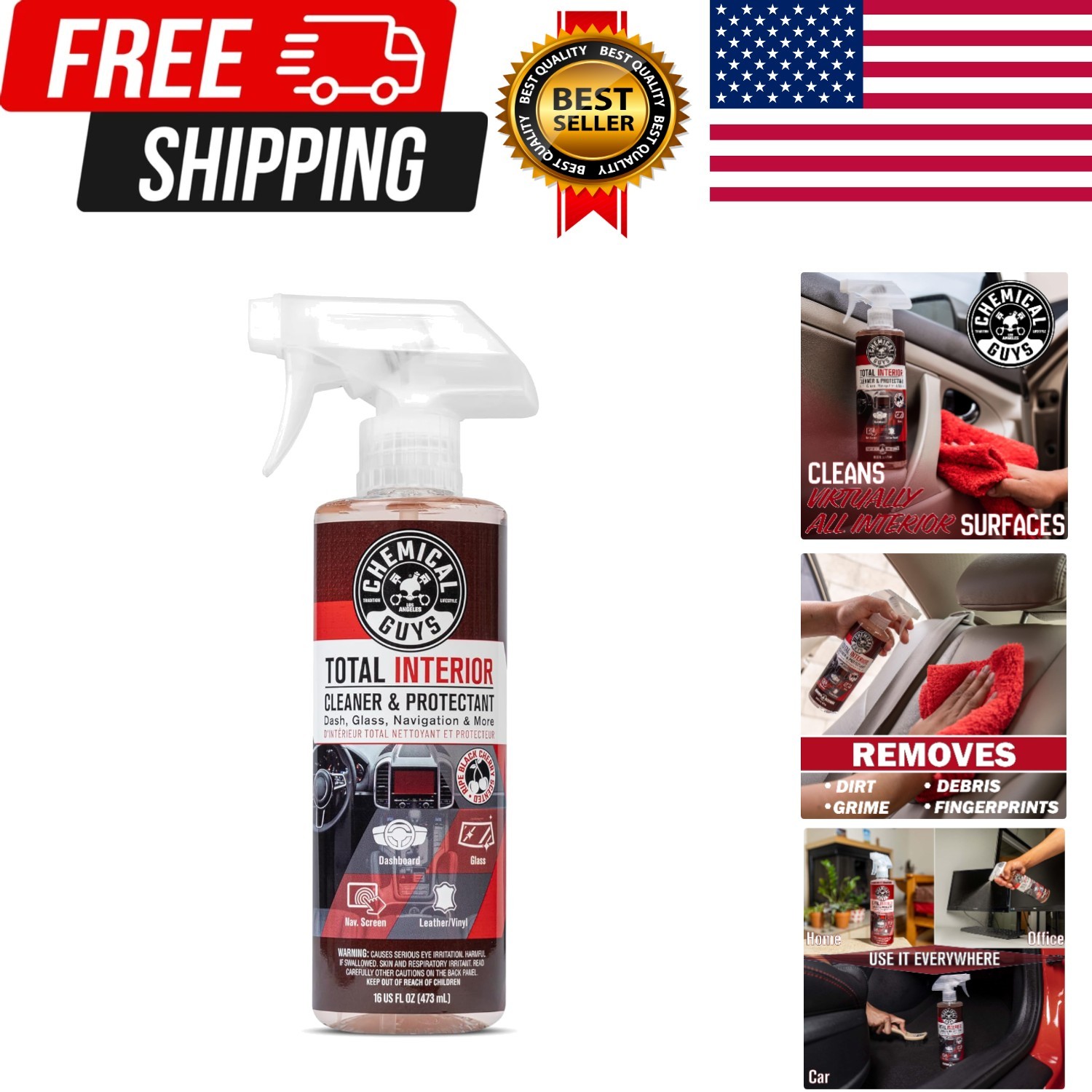 Chemical Guys Total Interior Cleaner & Protectant – Black Cherry, Car Cleaning S