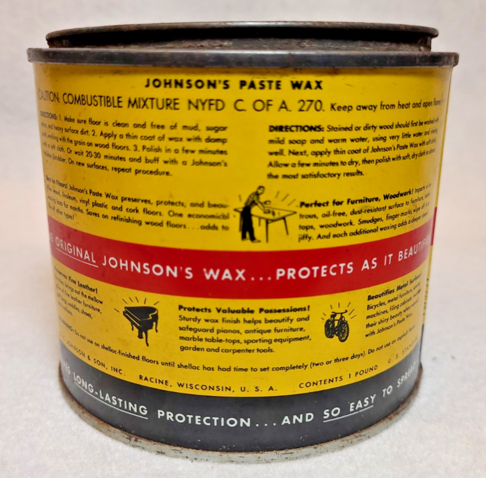SC Johnson Paste Wax Original Discontinued Formula 1lb Can 90%+ Full, 19+oz