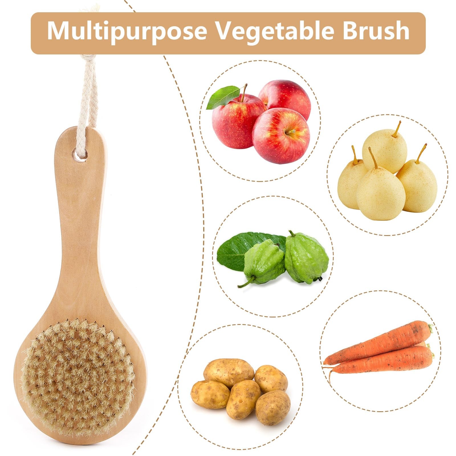 Vegetable Brush Cleaning Brush with Long Handle for Potato Carrot Cucumber and