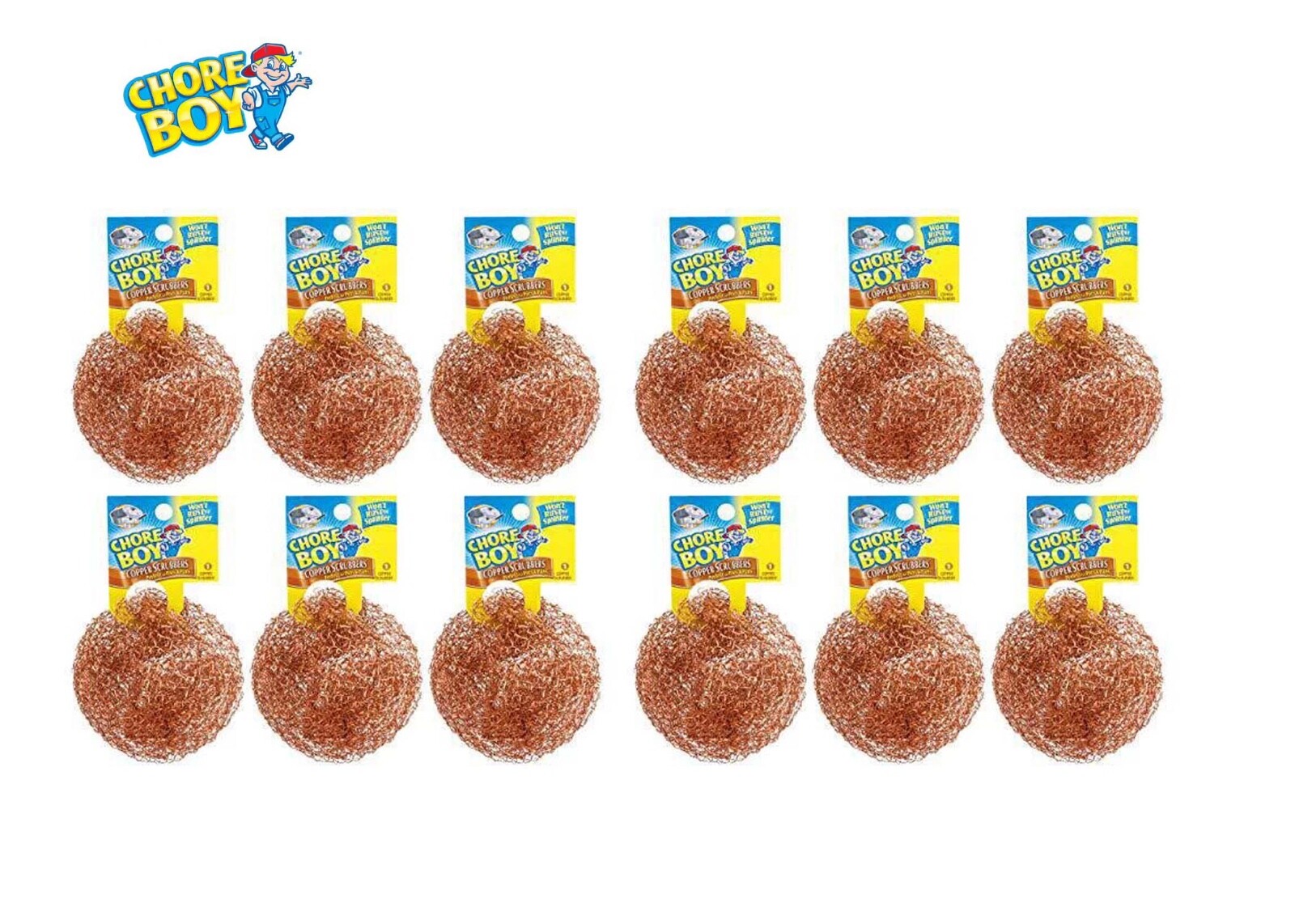 NEW CHORE BOY COPPER SCRUBBER , 12 PIECES LOT …100 % COPPER