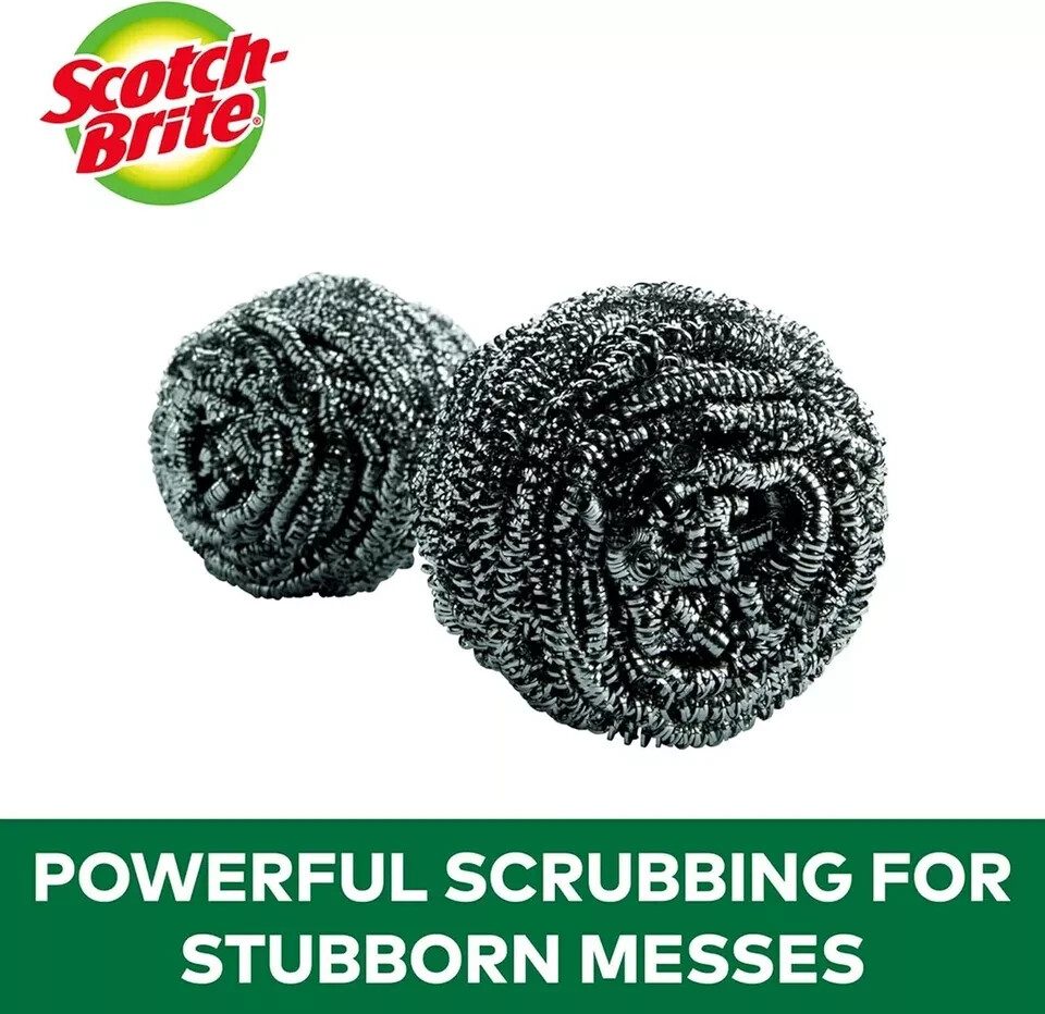 Scotch-Brite Stainless Steel Scrubber, Dish Scrubbers for Cleaning 3 Scrubbers