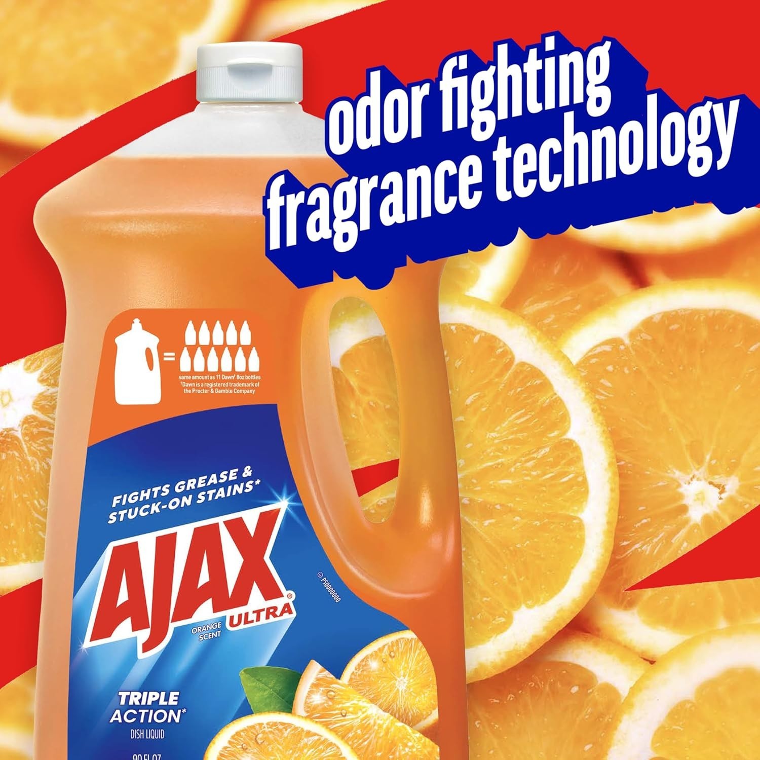 1pk Ajax Ultra Triple Action, Dishwashing Liquid Dish Soap, Orange 90 fl oz