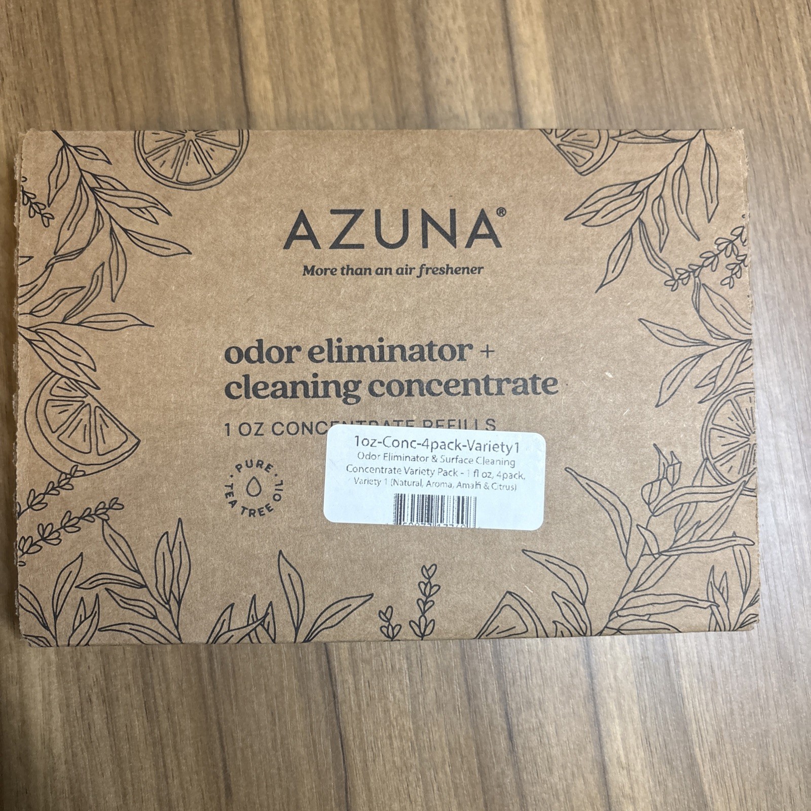 Azuna Odor Eliminator Cleaning Concentrate Refills 4 Pack NIB Amalfi Citrus Natu