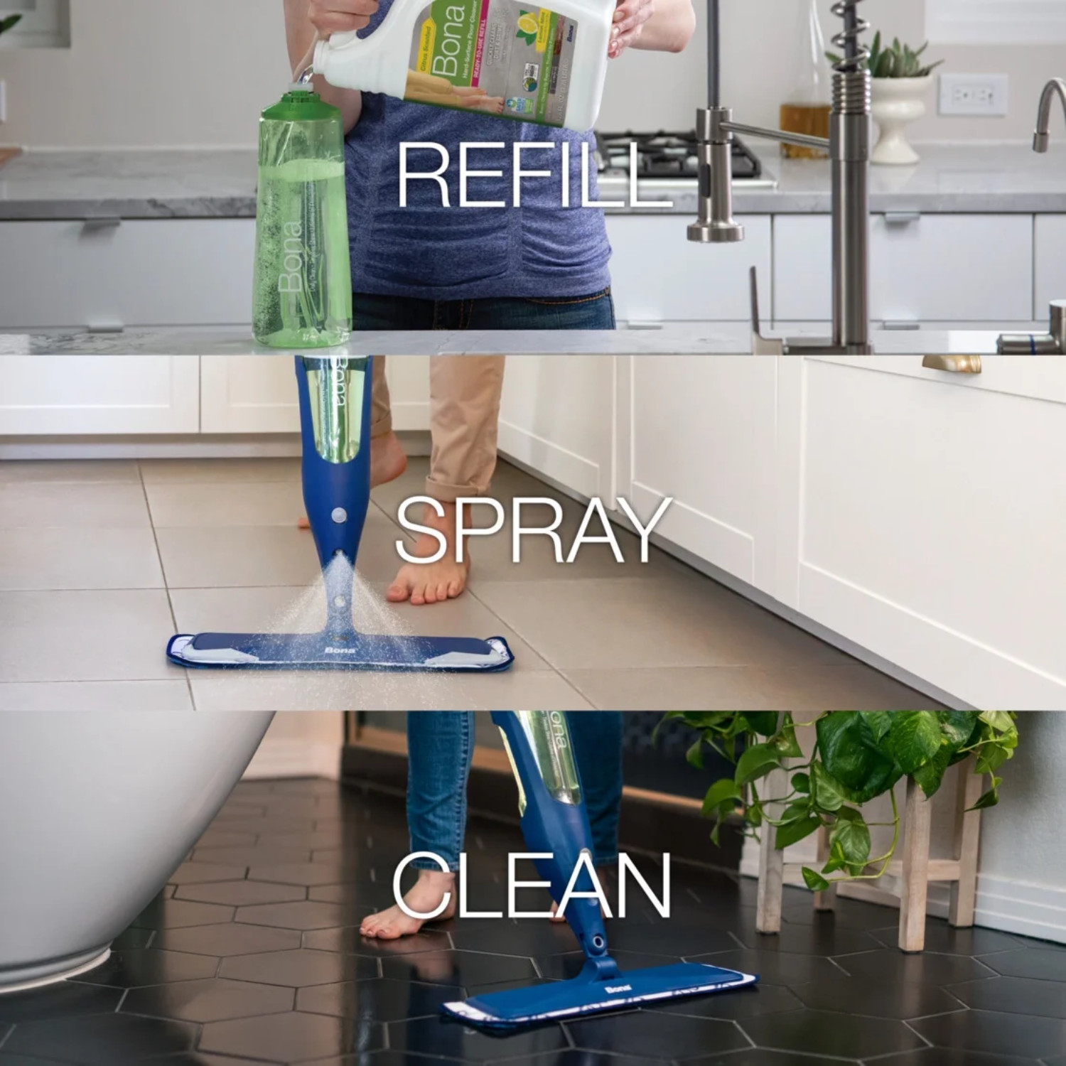 2 Pack Bona Hard Surface Floor Cleaner 128 oz Lemon Mint Shine Clean Floors