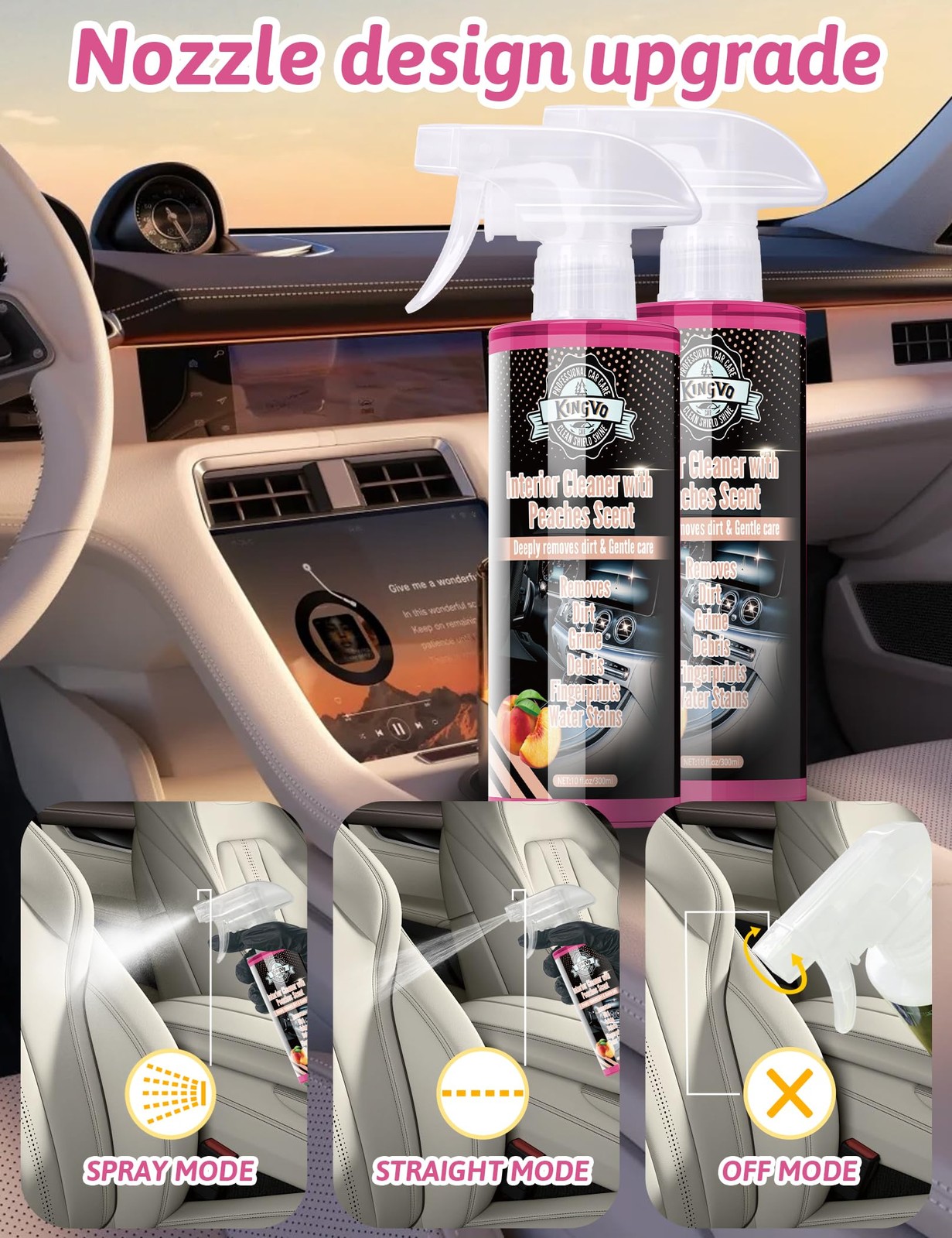 Kingvo Car Interior Cleaner, Interior Cleaner Carpet Dashboard Vinyl Sofa Lea…