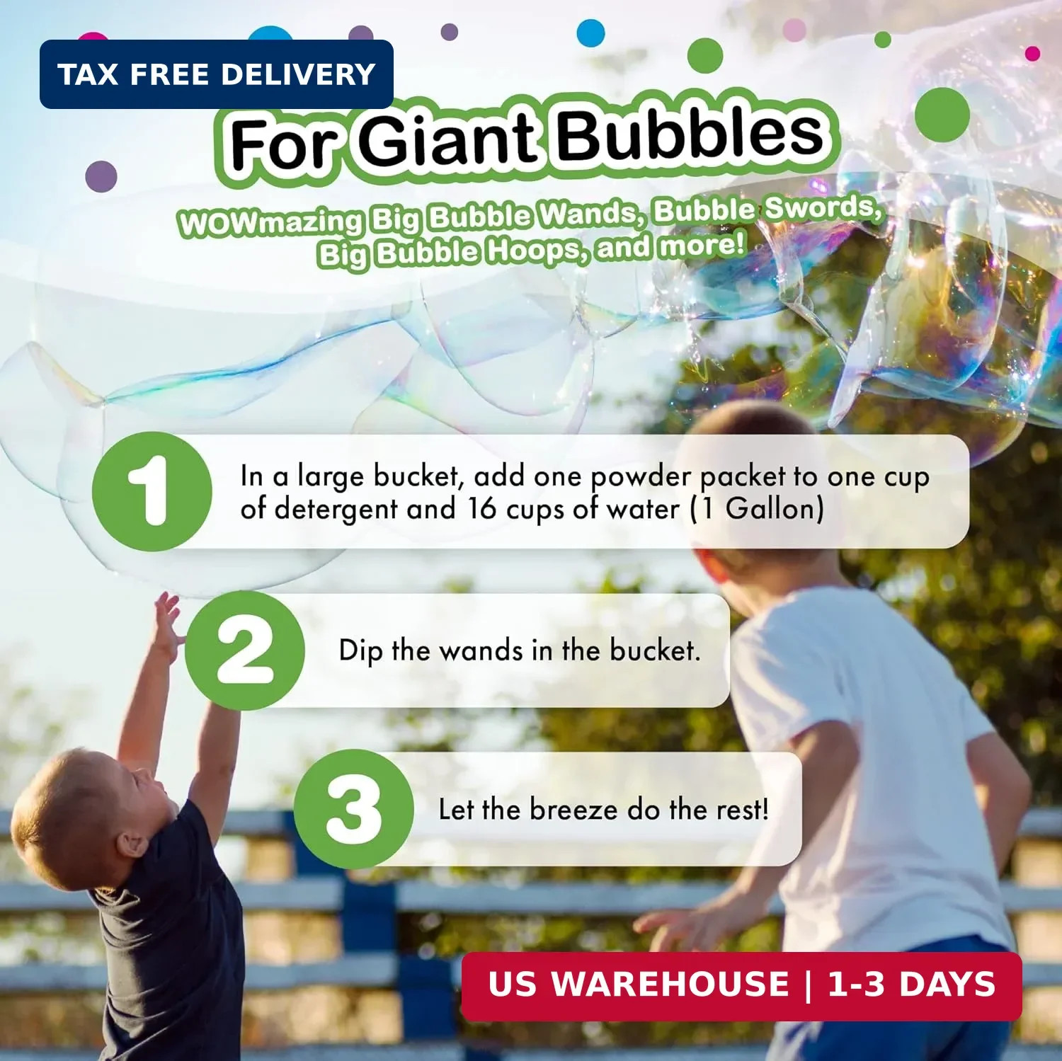 WOWmazing Big Bubble Refill Powder Mix (6 Packets) – Turns Dish Detergent into G