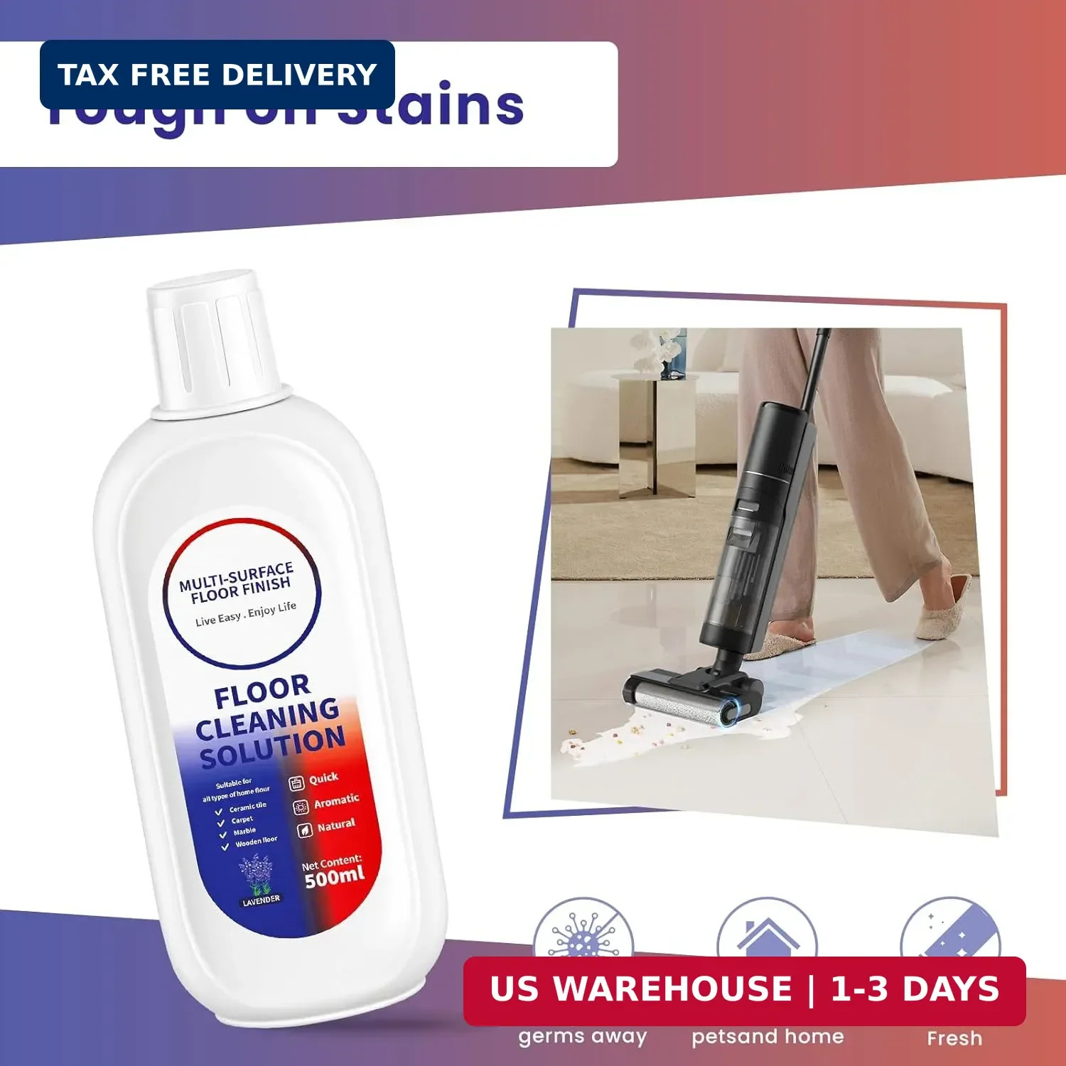 Floor Cleaning Solution Compatible with Tineco/Roborock, Deep Cleans of Multiple