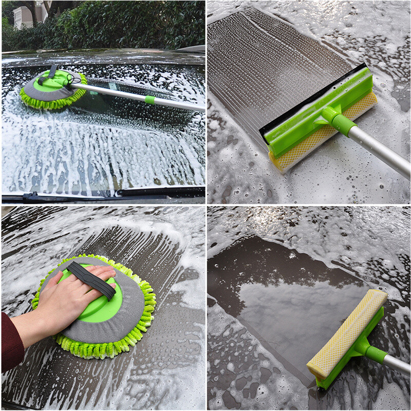 3 in 1 Microfiber Car Wash Brush Cleaning Mop Auto Truck 47.5″ Long Handle