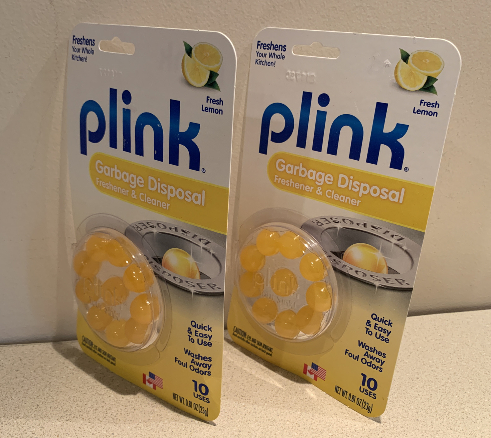 Plink Garbage Disposal Freshener & Cleaner. Fresh Lemon Scents (Set of 2). NEW
