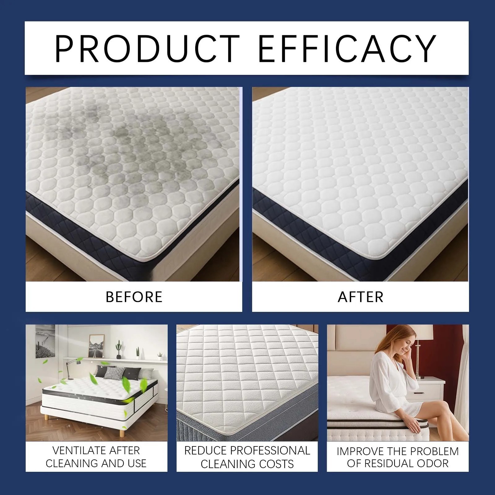 Professional Mattress Cleaner 150ml Fabric Care Removes Yellow Stains & Odor