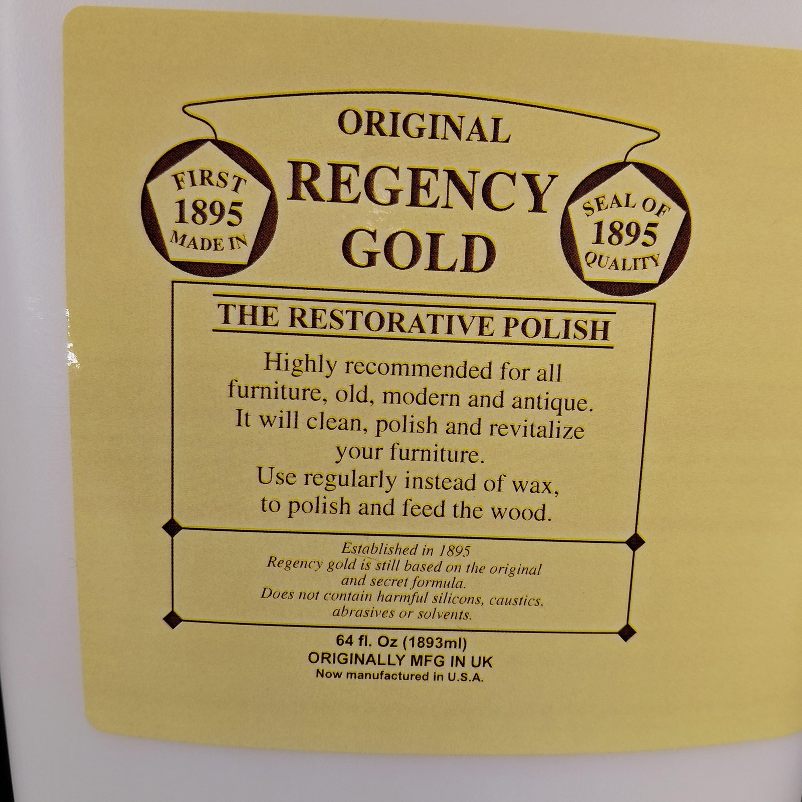 Regency Gold Furniture Polish 64 Fl Oz Liquid Restorative Wood Cleaner USA