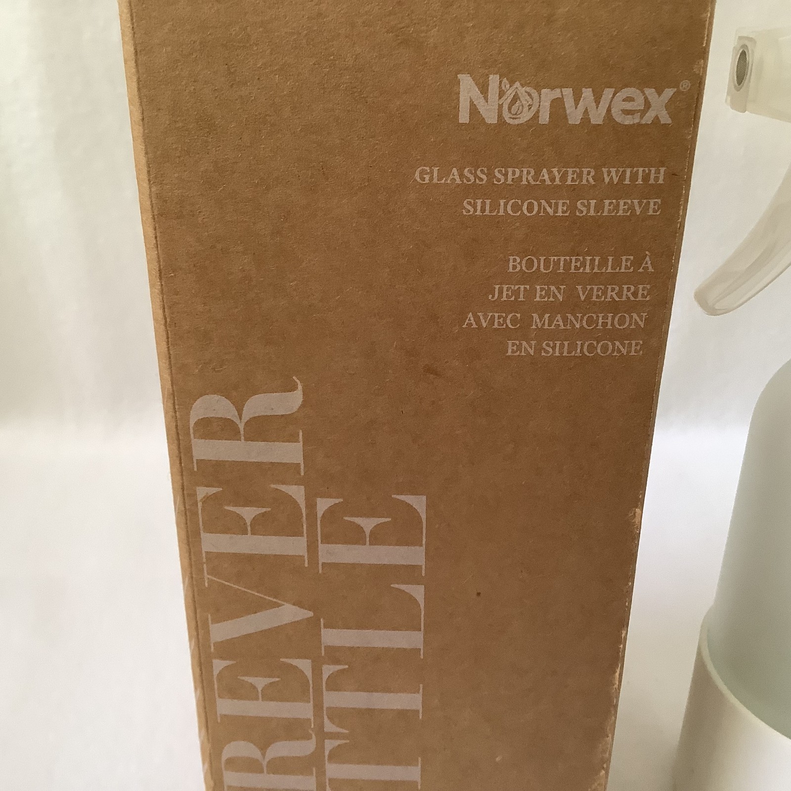 NORWEX FOREVER BOTTLE GLASS WITH SPRAYER- GRAY SLEEVE-BRAND NEW – FREE SHIPPING
